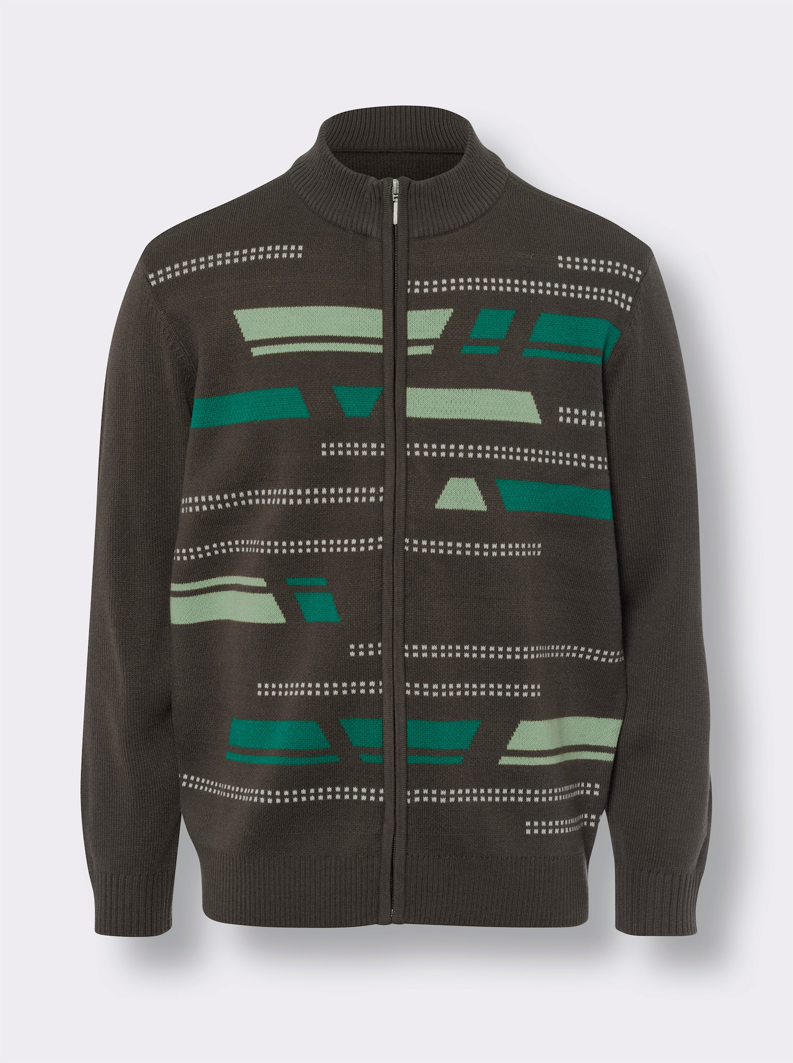 Pletený kabátek s grafickým vzorem - grafitová-vzor