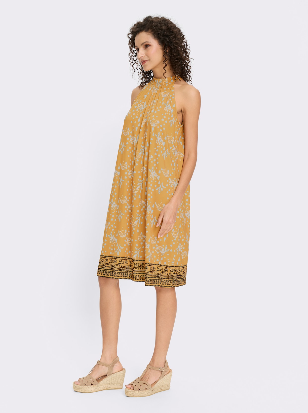 heine Jerseykleid - ocker-ecru-bedruckt