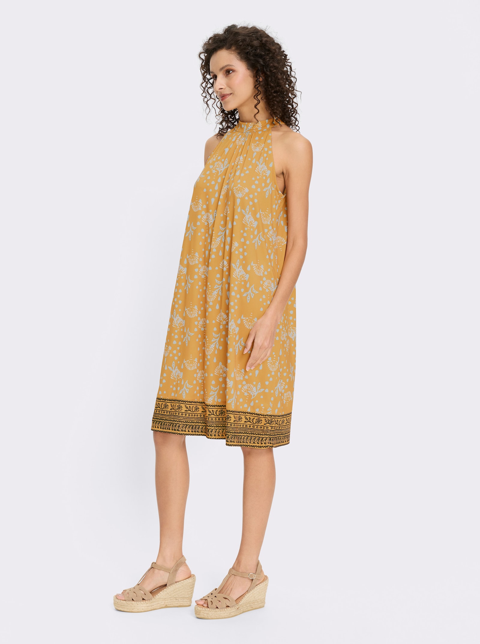 heine Jerseykleid mit Muschel-Dessin - ocker-ecru-bedruckt