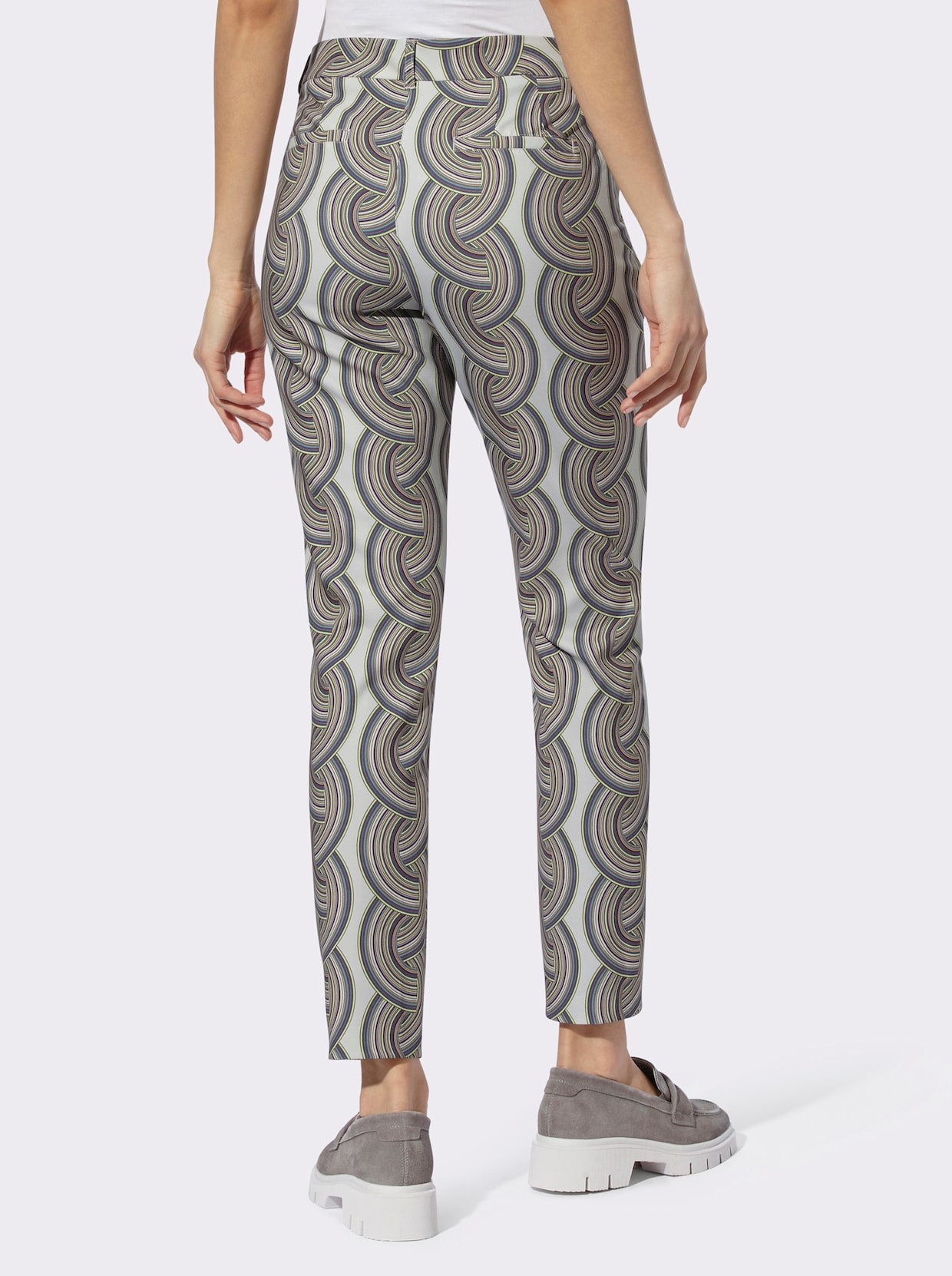 heine Broek met print - lichtgrijs/kalkmint bedrukt