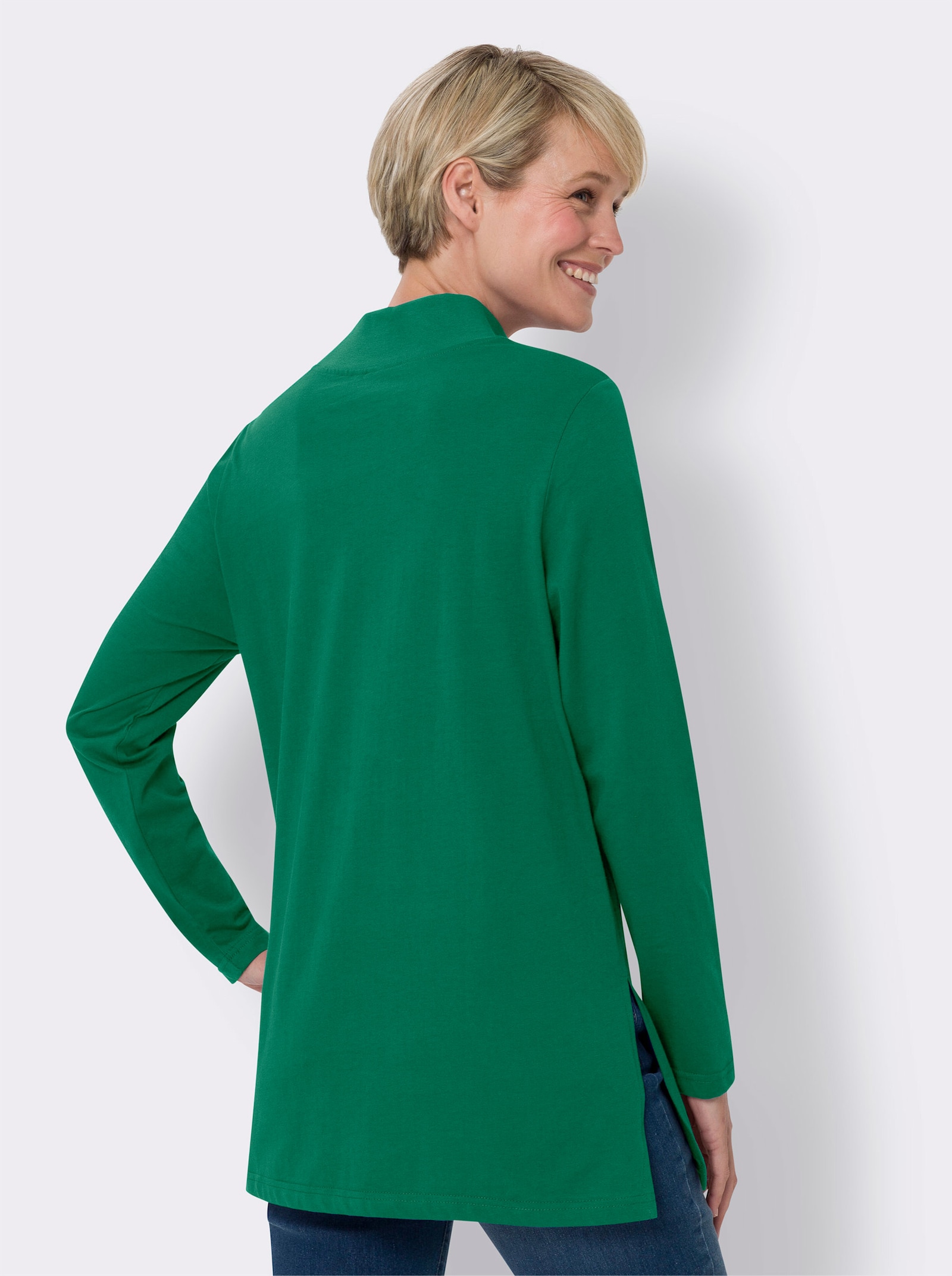Lang shirt met hoge zijsplitten - groen
