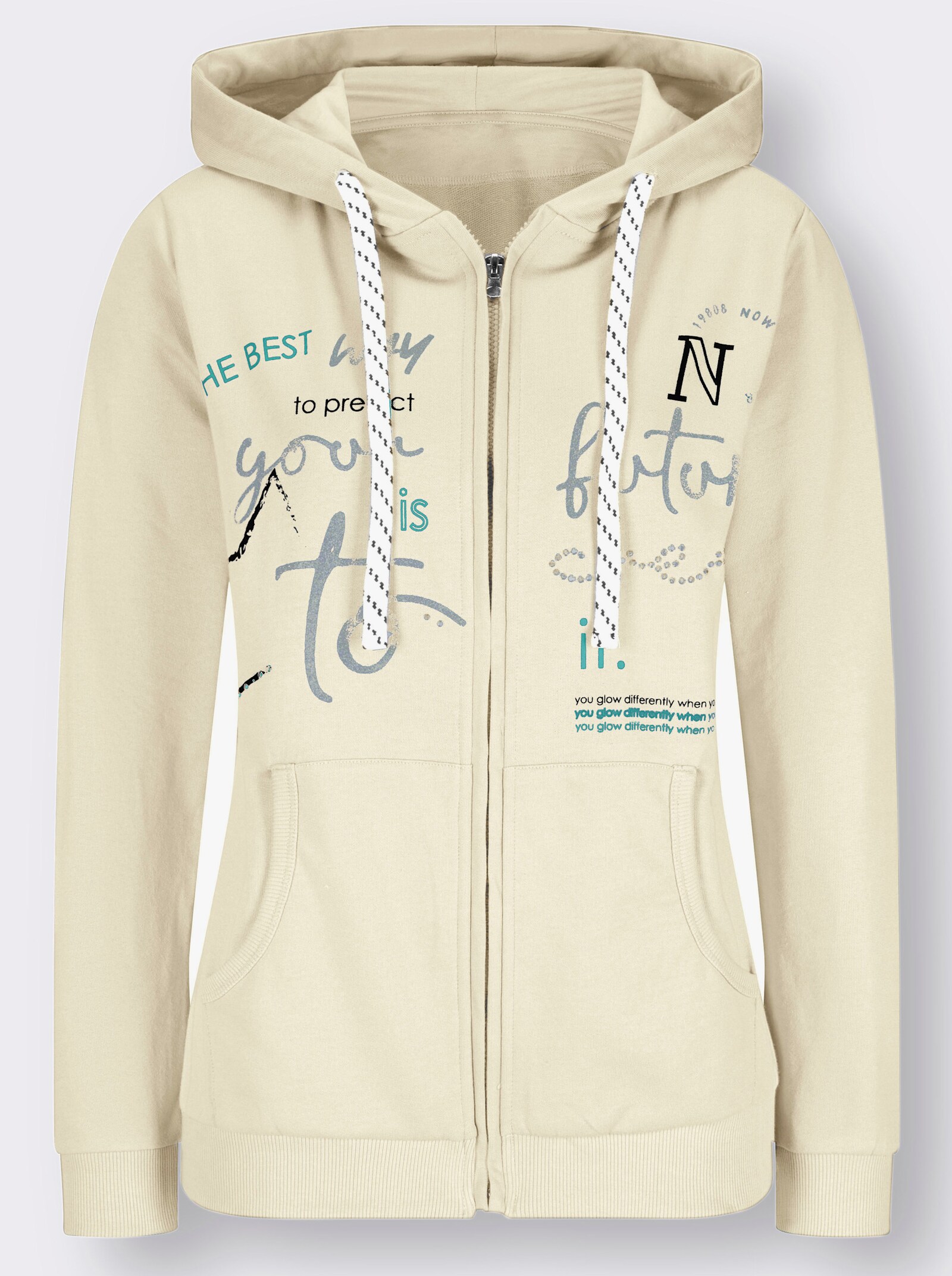 Shirtjacke mit Schriftzügen - ecru