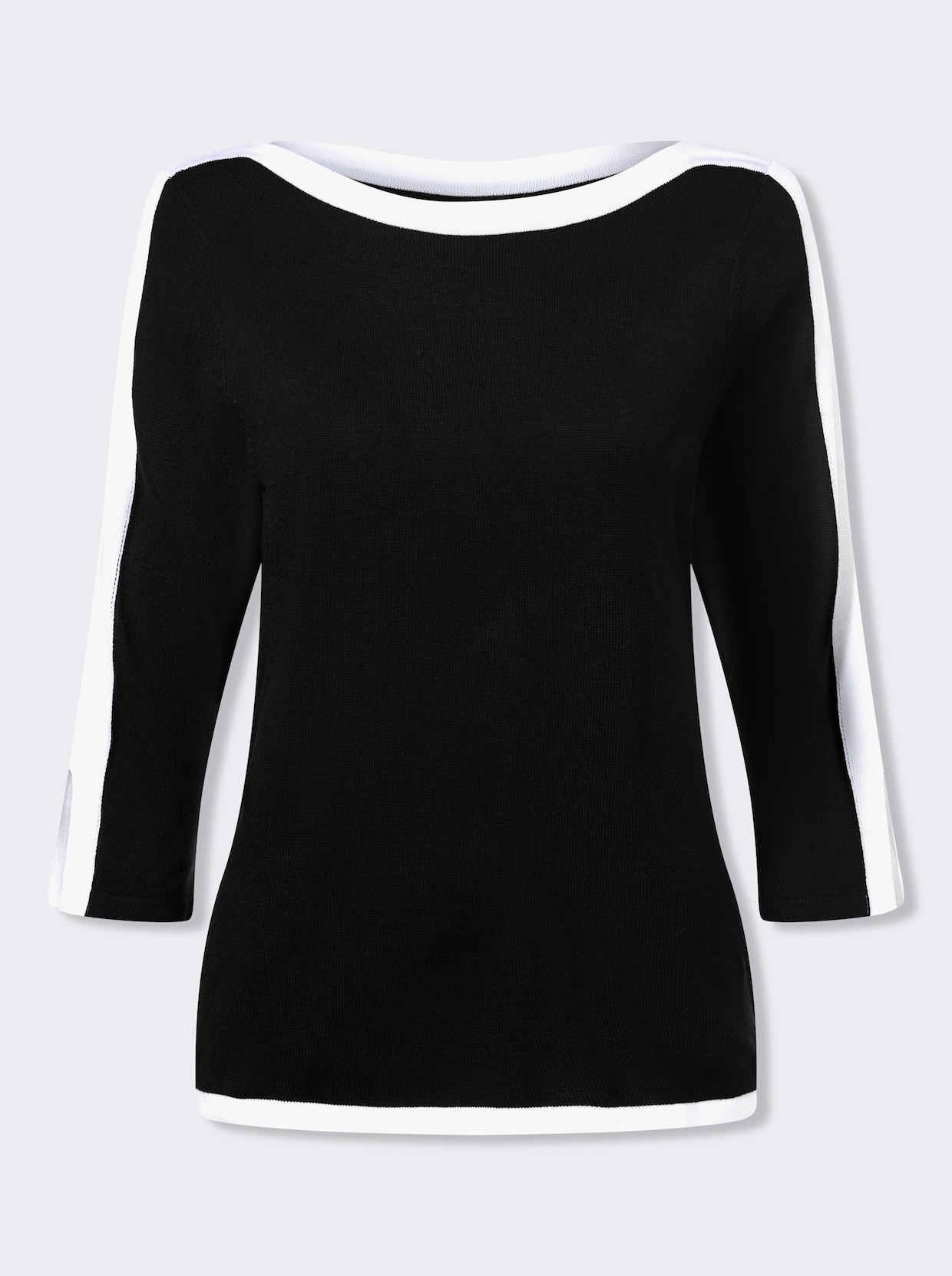 3/4 Arm-Pullover - schwarz-weiß