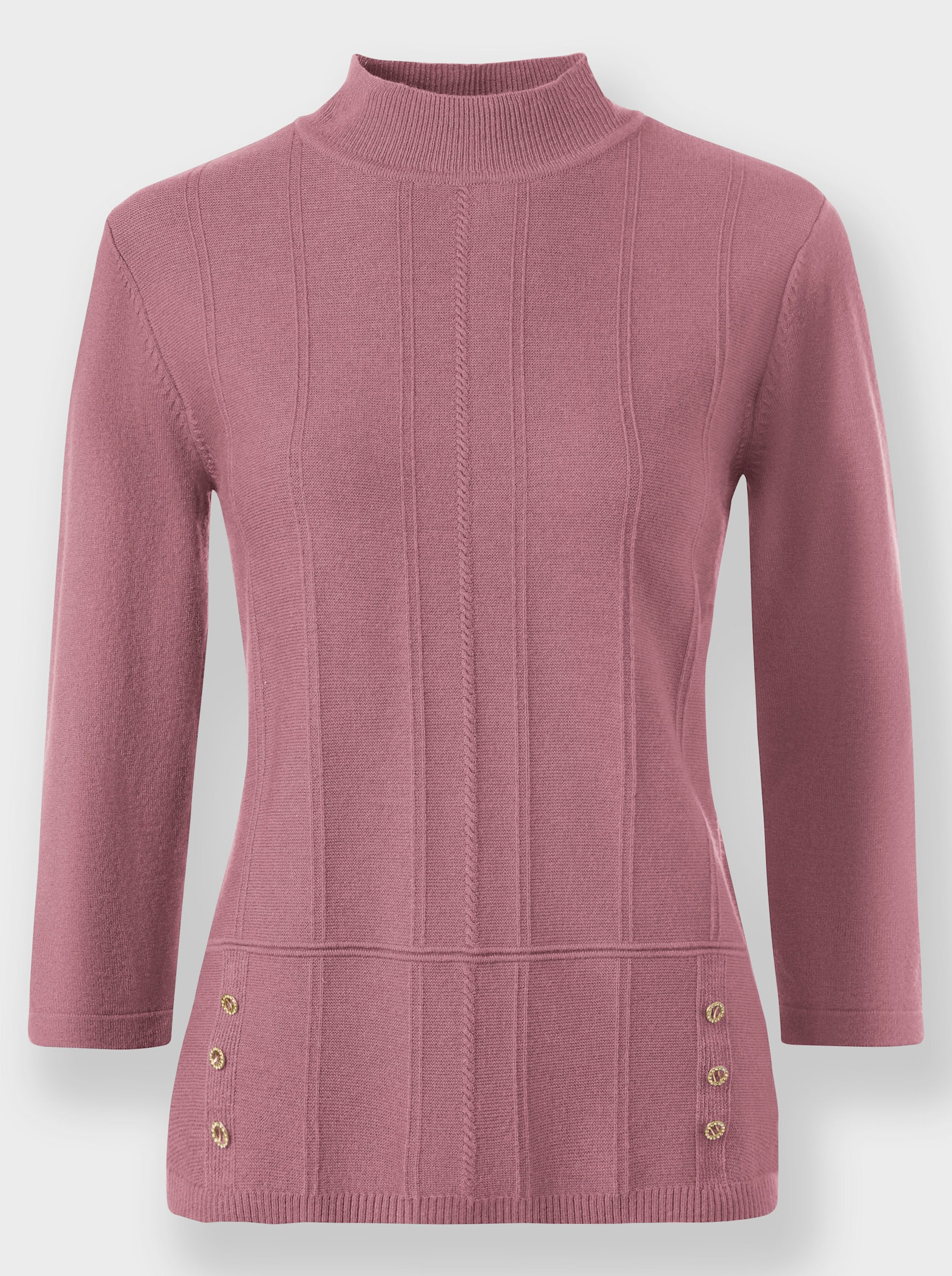 Stehkragenpullover mit 3/4-langen Ärmeln - hortensie