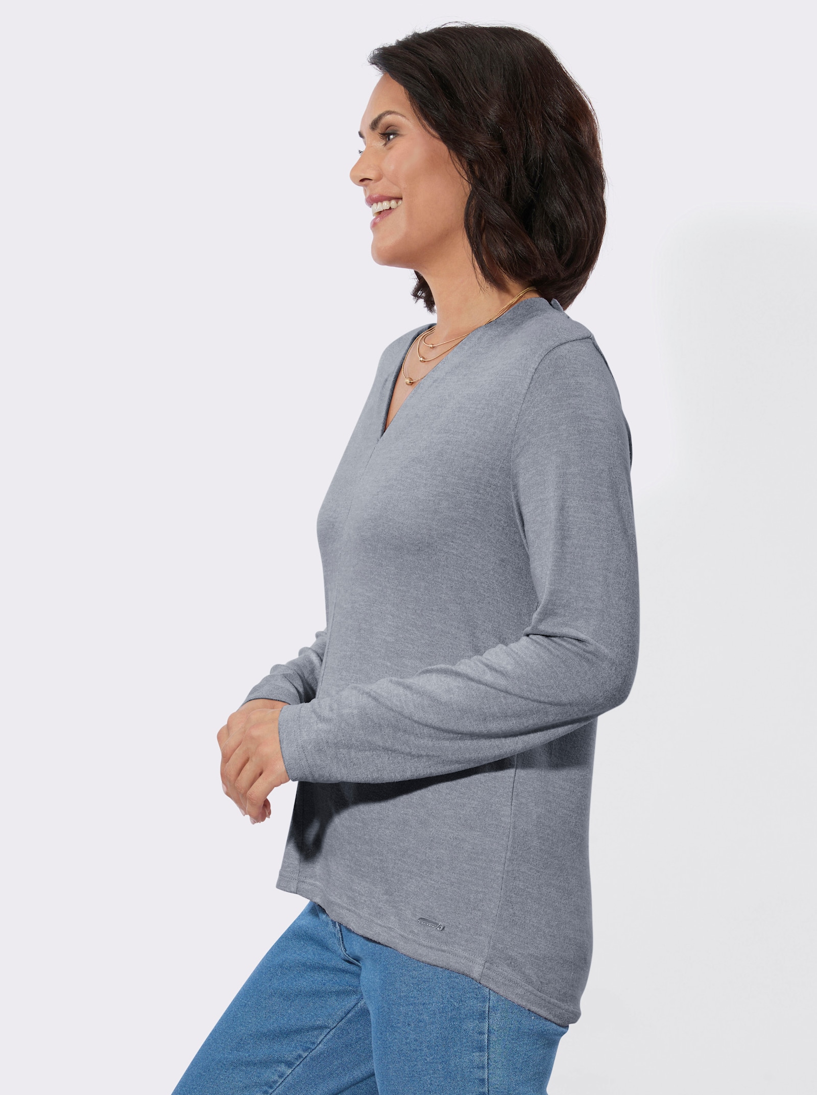 Winter-Shirt - marine-meliert