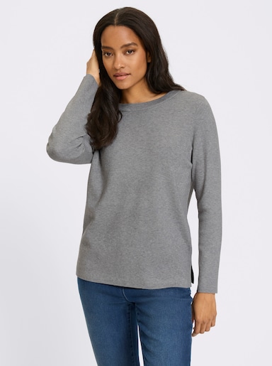 heine Pullover mit Seitenschlitzen - steingrau-meliert