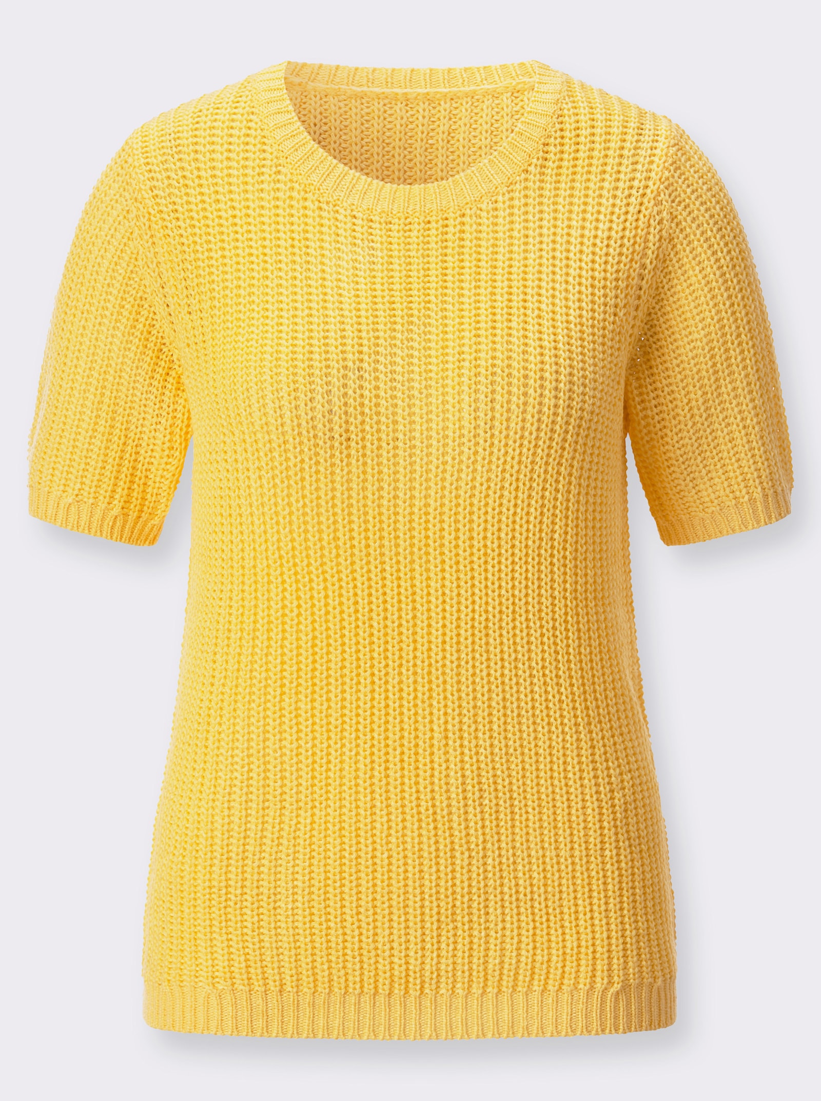 Kurzarmpullover aus Bändchengarn - zitrone