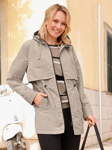 Freizeitjacke in Longform, mit Kapuze - sesam