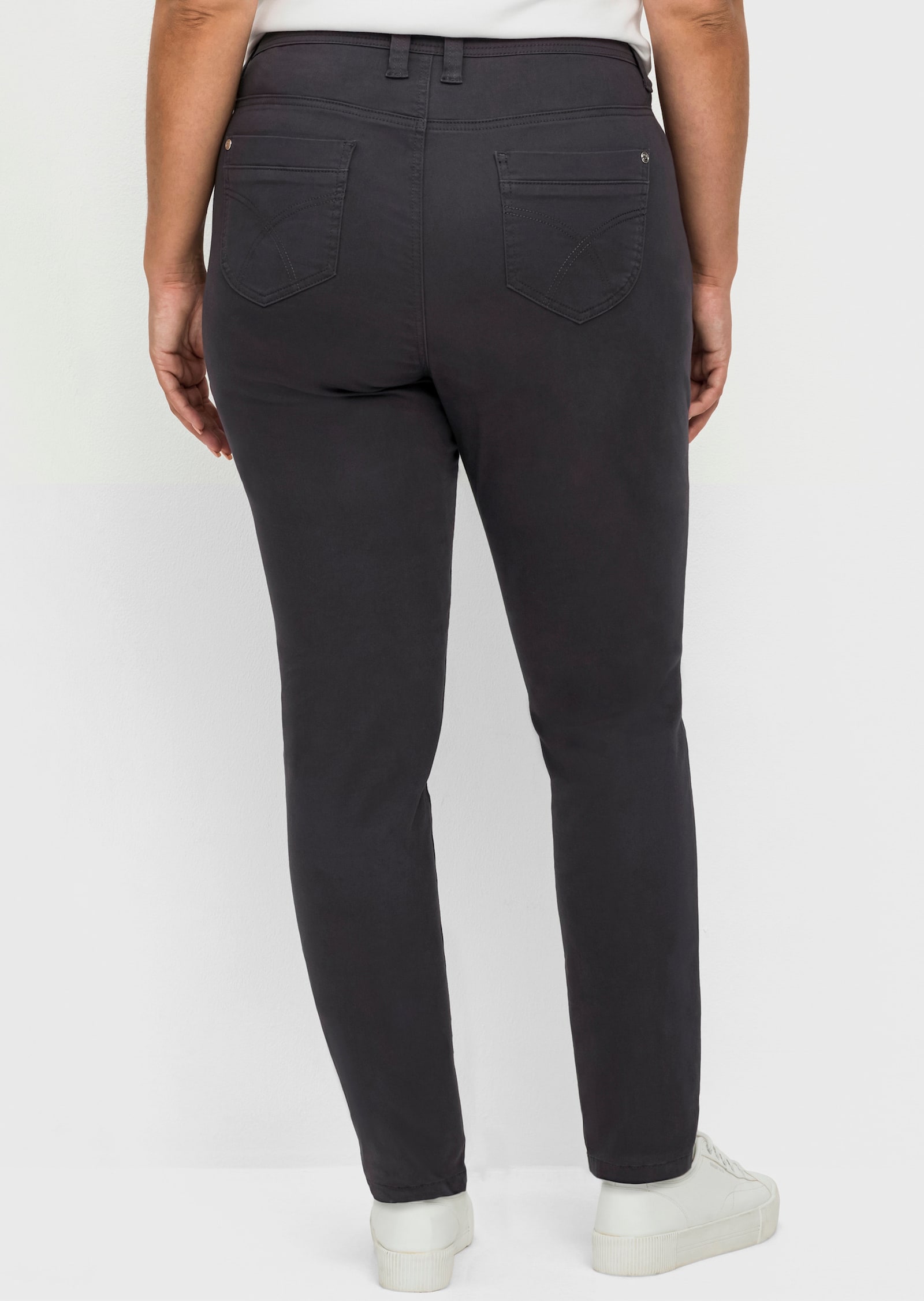 sheego Hose mit schmalem Bein und bequemer Taille - dunkelgrau