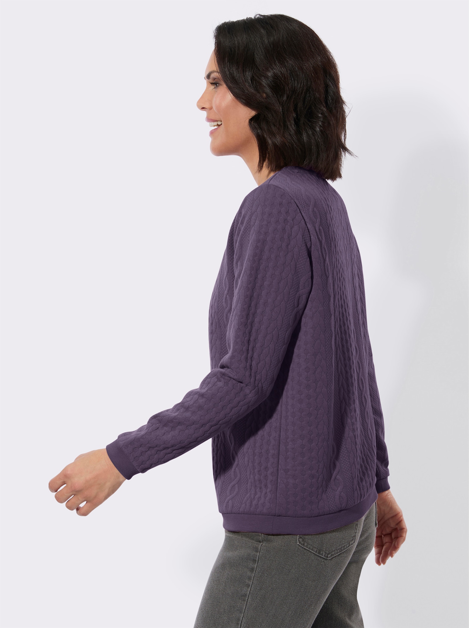 Langarmshirt mit Jacquard-Muster - feige