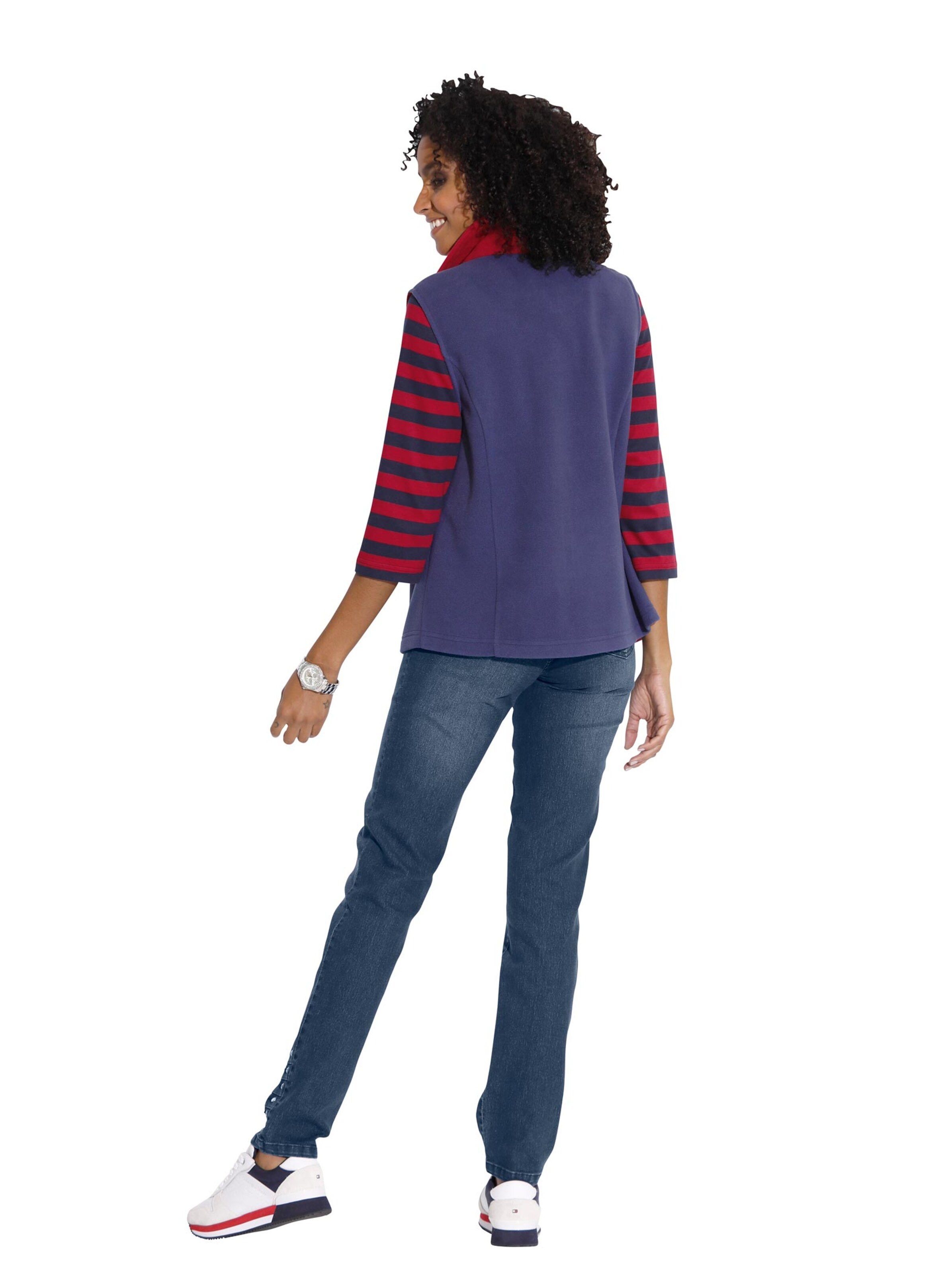 Fleece-Weste - marine-rot