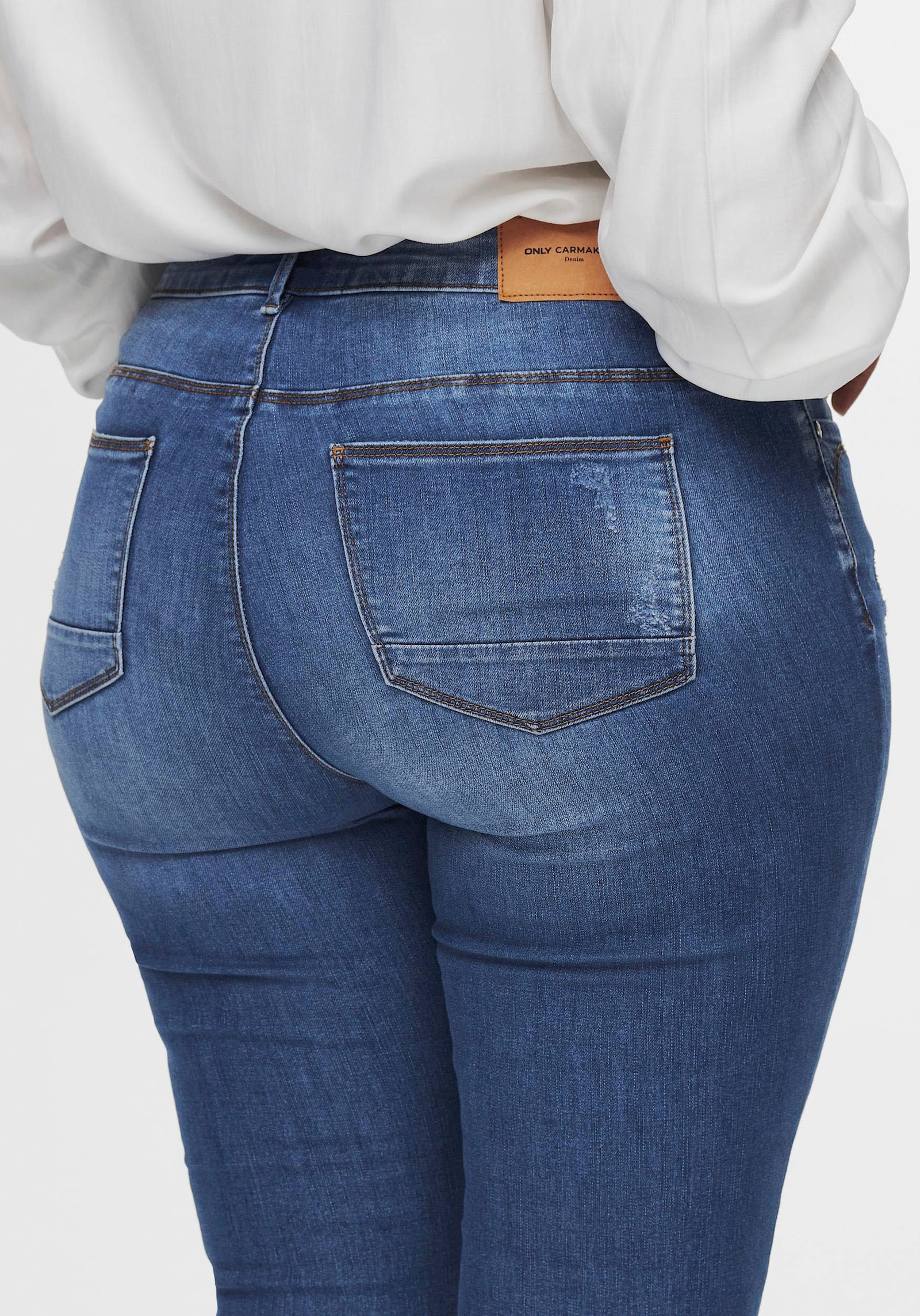 ONLY CARMAKOMA Skinny-fit-Jeans - mid-blue-bleached