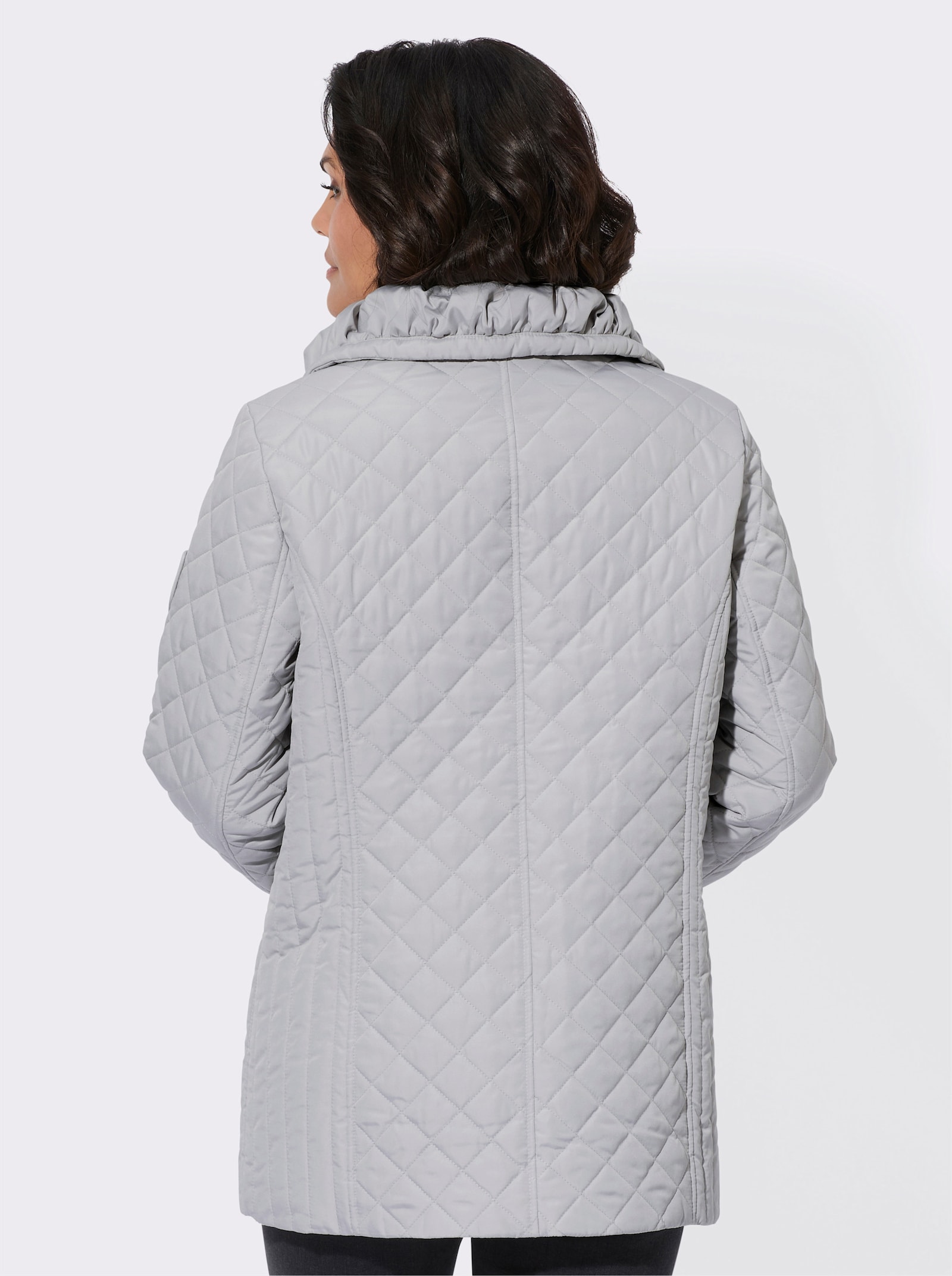 Gewatteerde jas met gerimpelde platte kraag - lichtgrijs