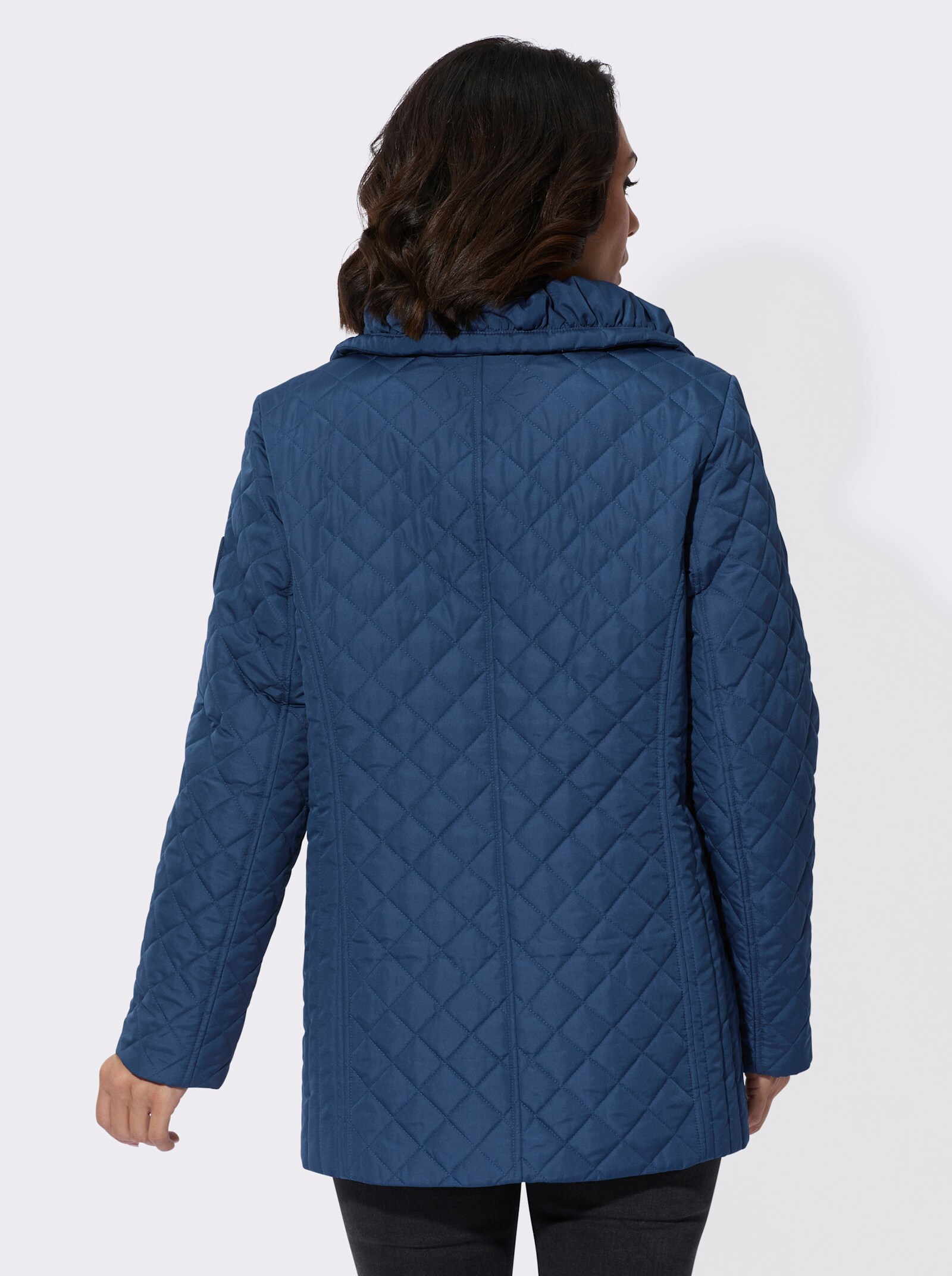 Steppjacke mit gerafftem Umlegekragen - dunkelblau