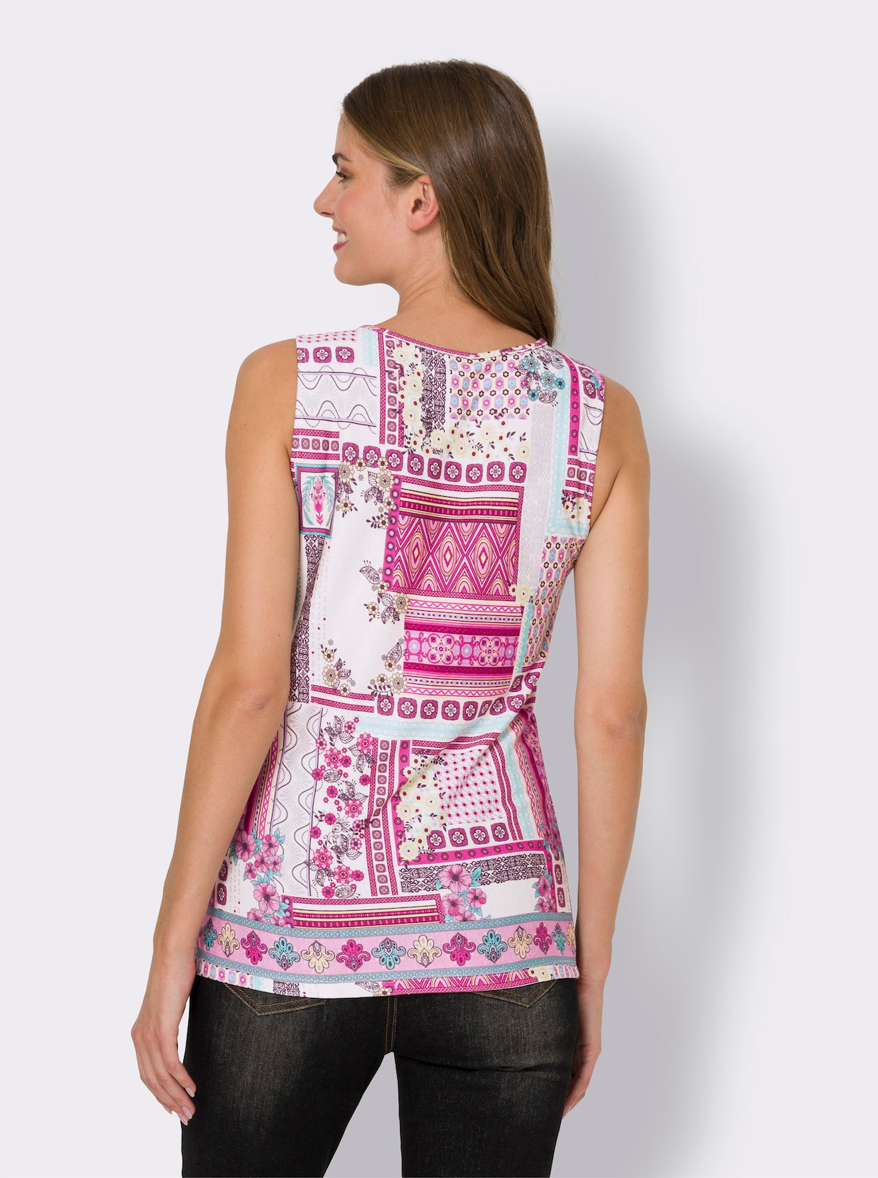 heine Shirttop - champagne/pink bedrukt