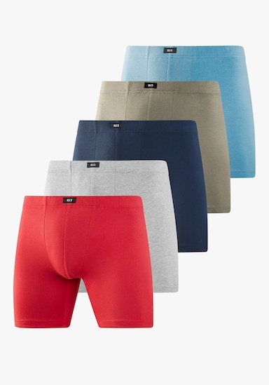 H.I.S Langer Boxer - rot, dunkelblau, hellblau, grau, khaki