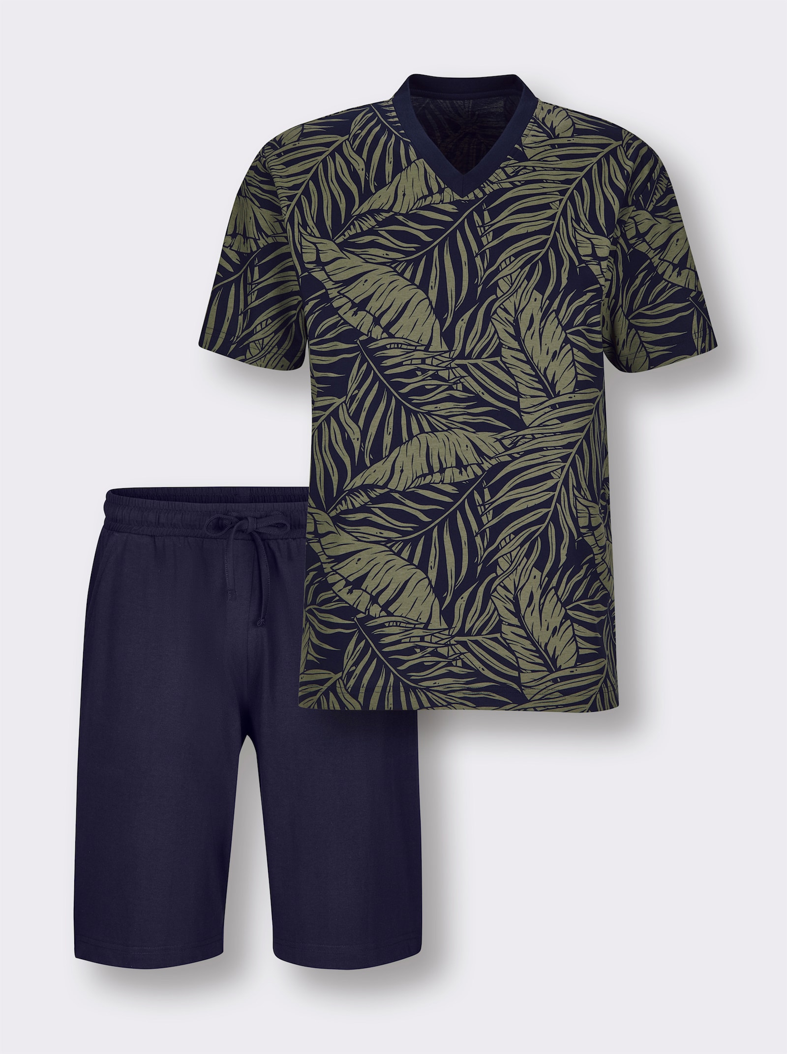 Shorty - marine-khaki-bedruckt