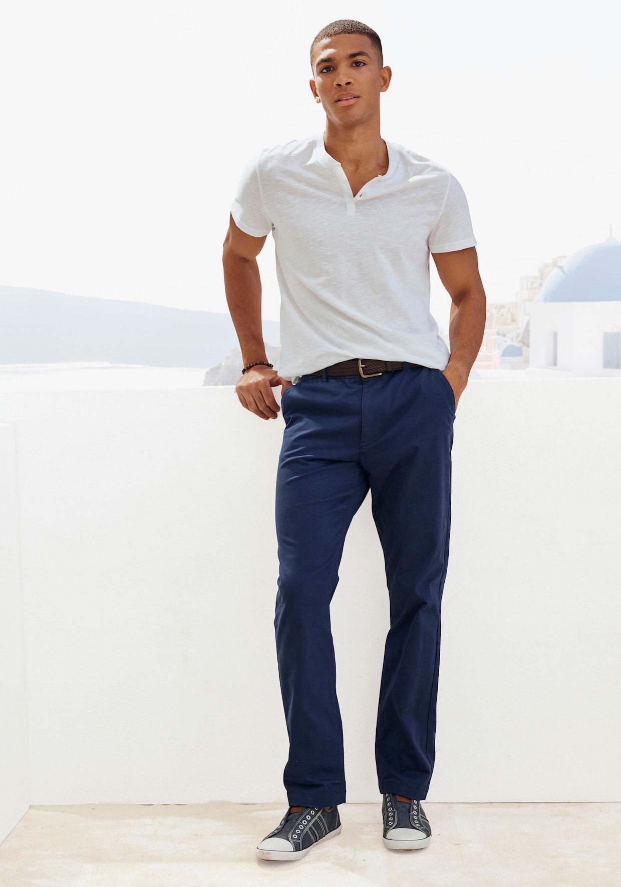 H.I.S Henleyshirt - wit