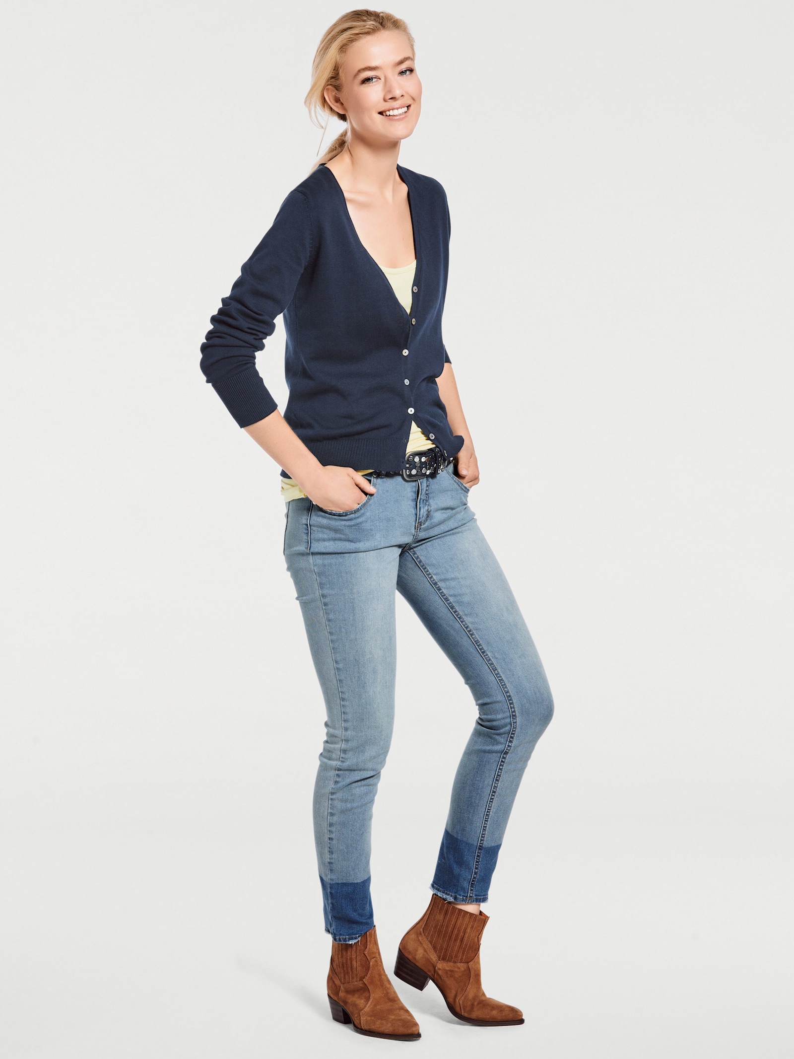 heine Feinstrickjacke im Cardigan-Style - marine