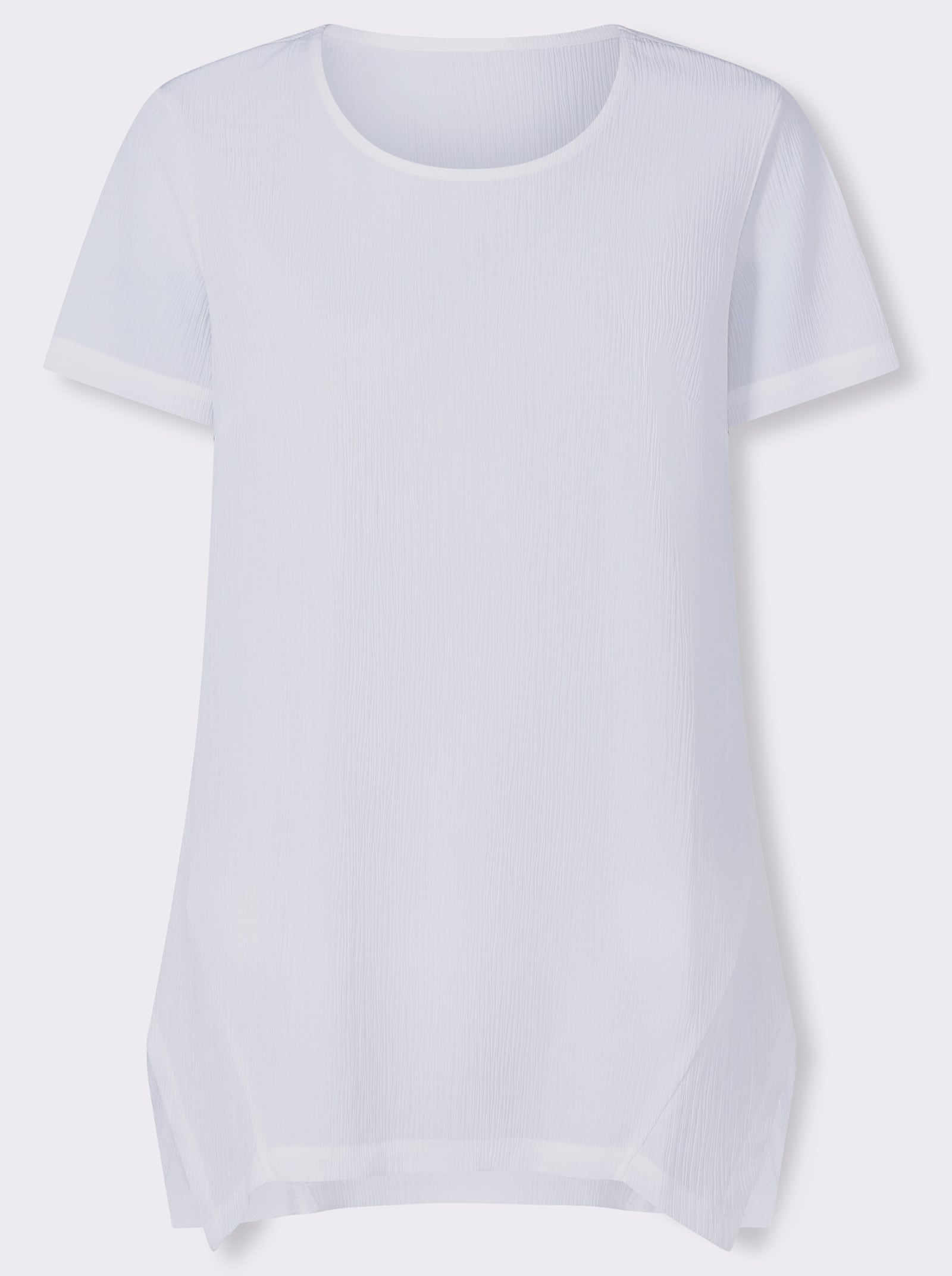 Lange blouse met puntige zoom, onderhoudsarm - ecru