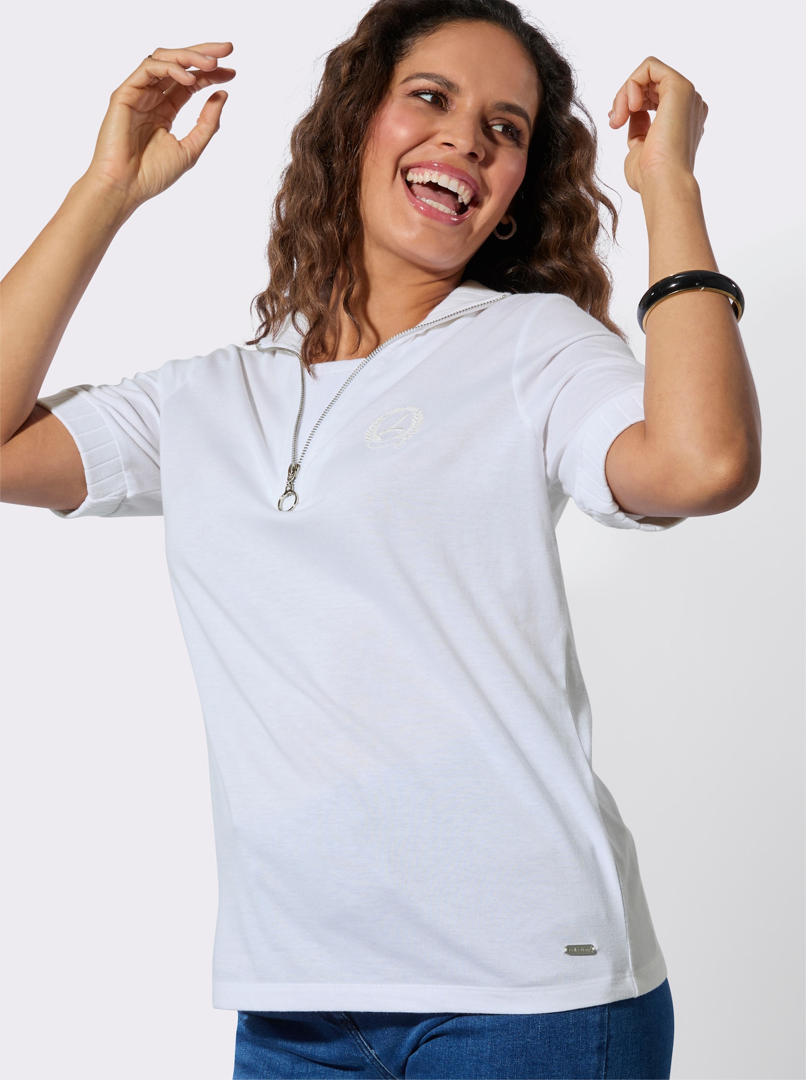Poloshirt mit 2-in-1-Optik - ecru
