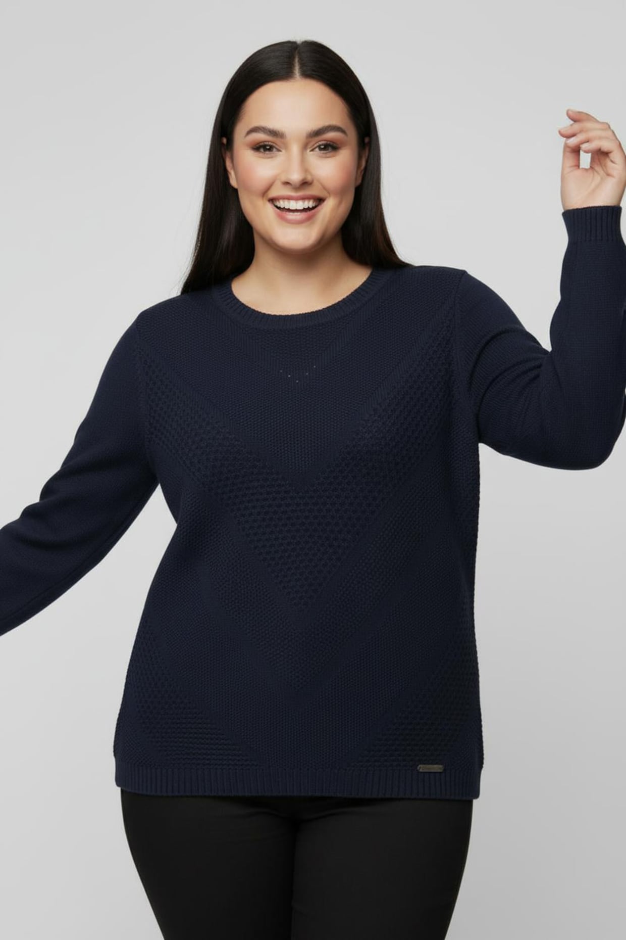 Langarm-Pullover mit Metallplättchen-Applikationen - marine