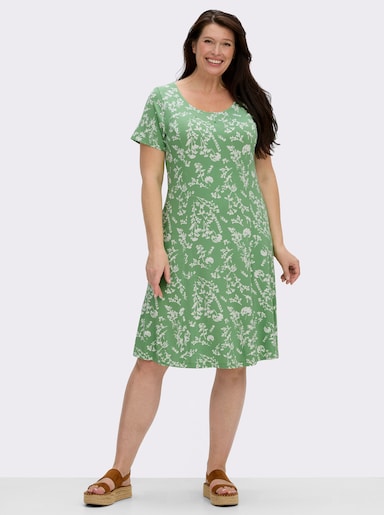 Jerseykleid im floralen Muster - apfel-ecru-bedruckt