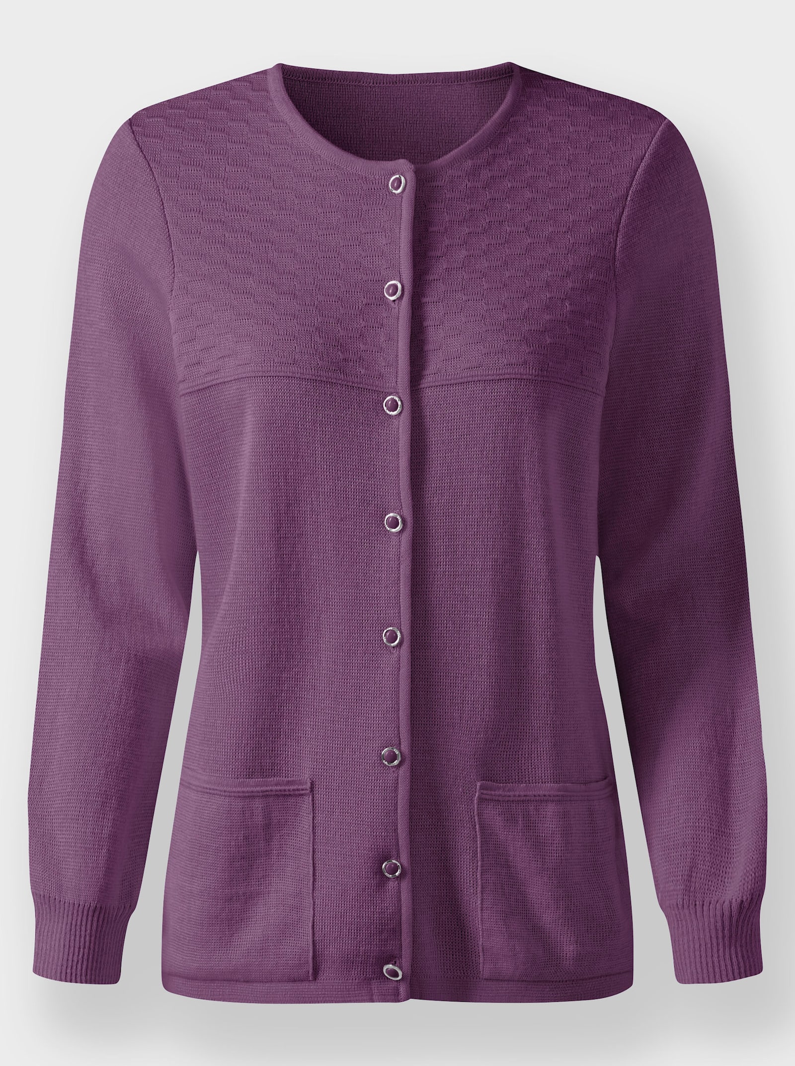 Feinstrickjacke mit Strukturmuster - violett