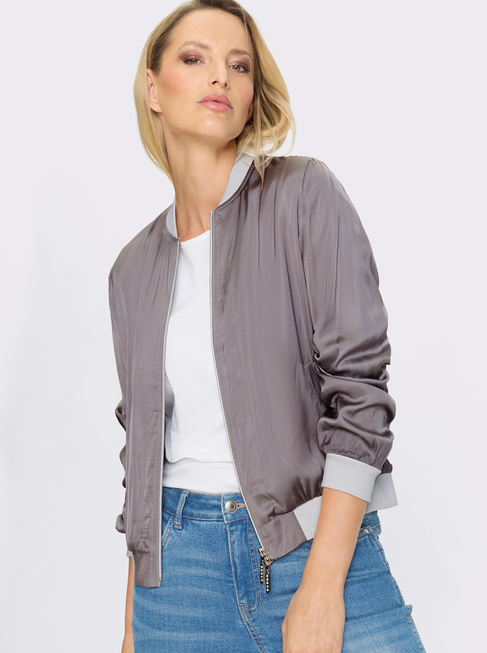 heine Blouson mit 2-Wege-Reißverschluss - grau-hellgrau