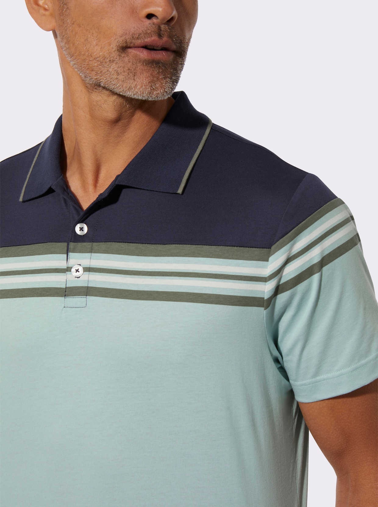 Poloshirt - marine-kalkmint