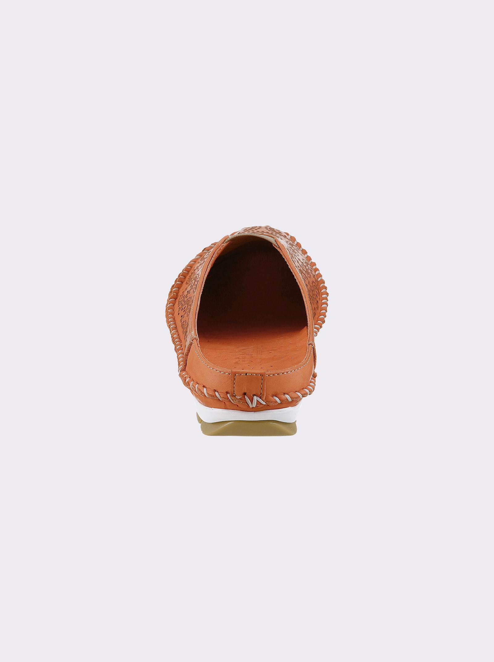 Gemini Pantolette aus Leder mit Durchbrüchen - orange