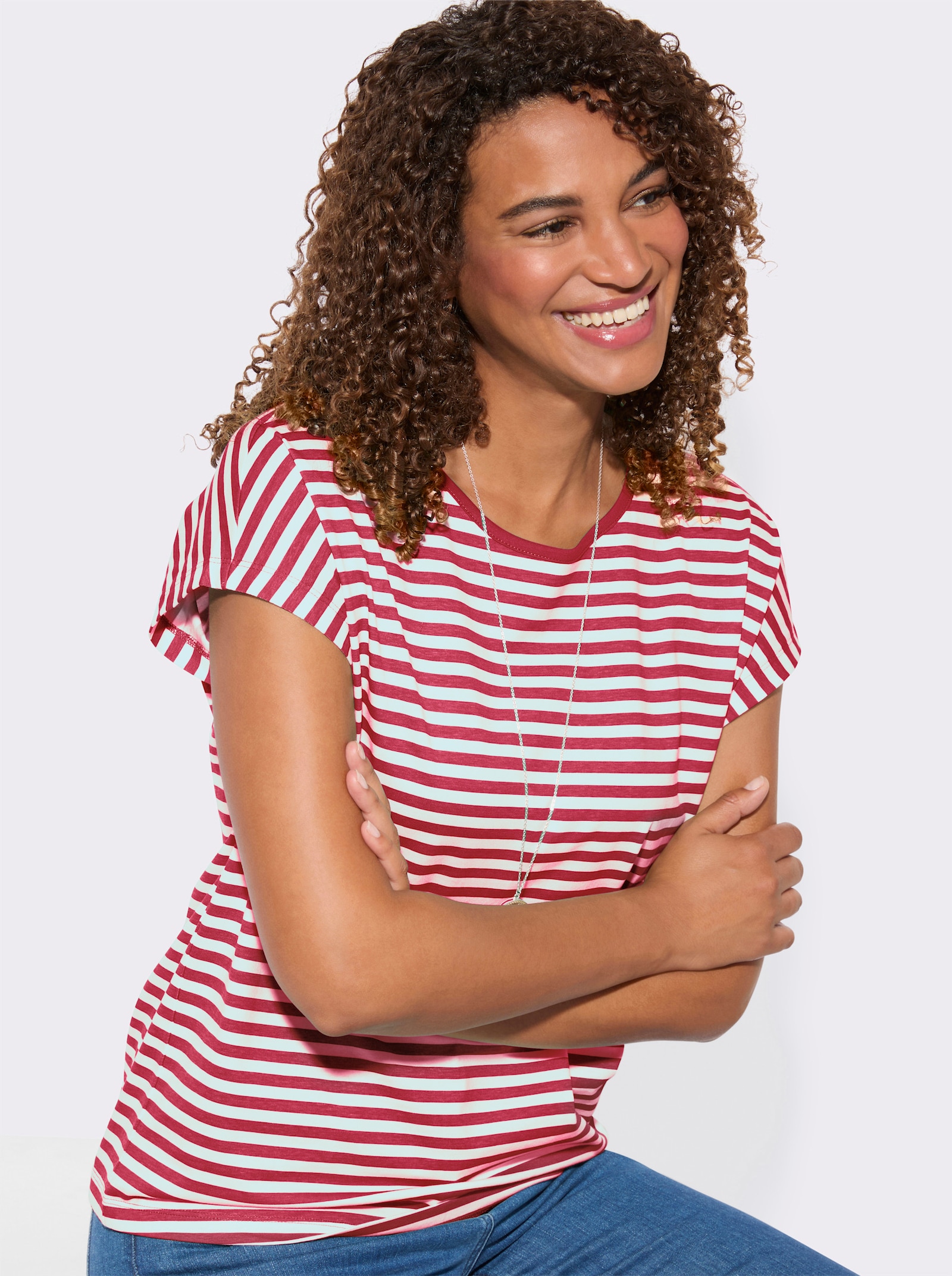 Shirt-Set mit überschnittenen Schultern - rot