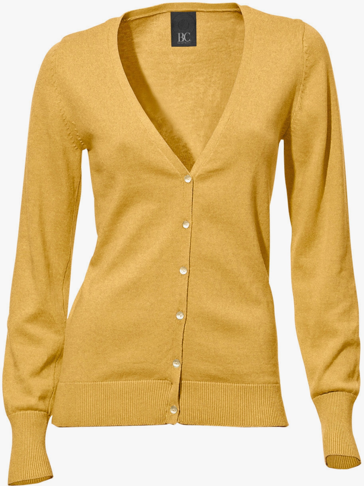 heine Veste en tricot fin - jaune moutarde