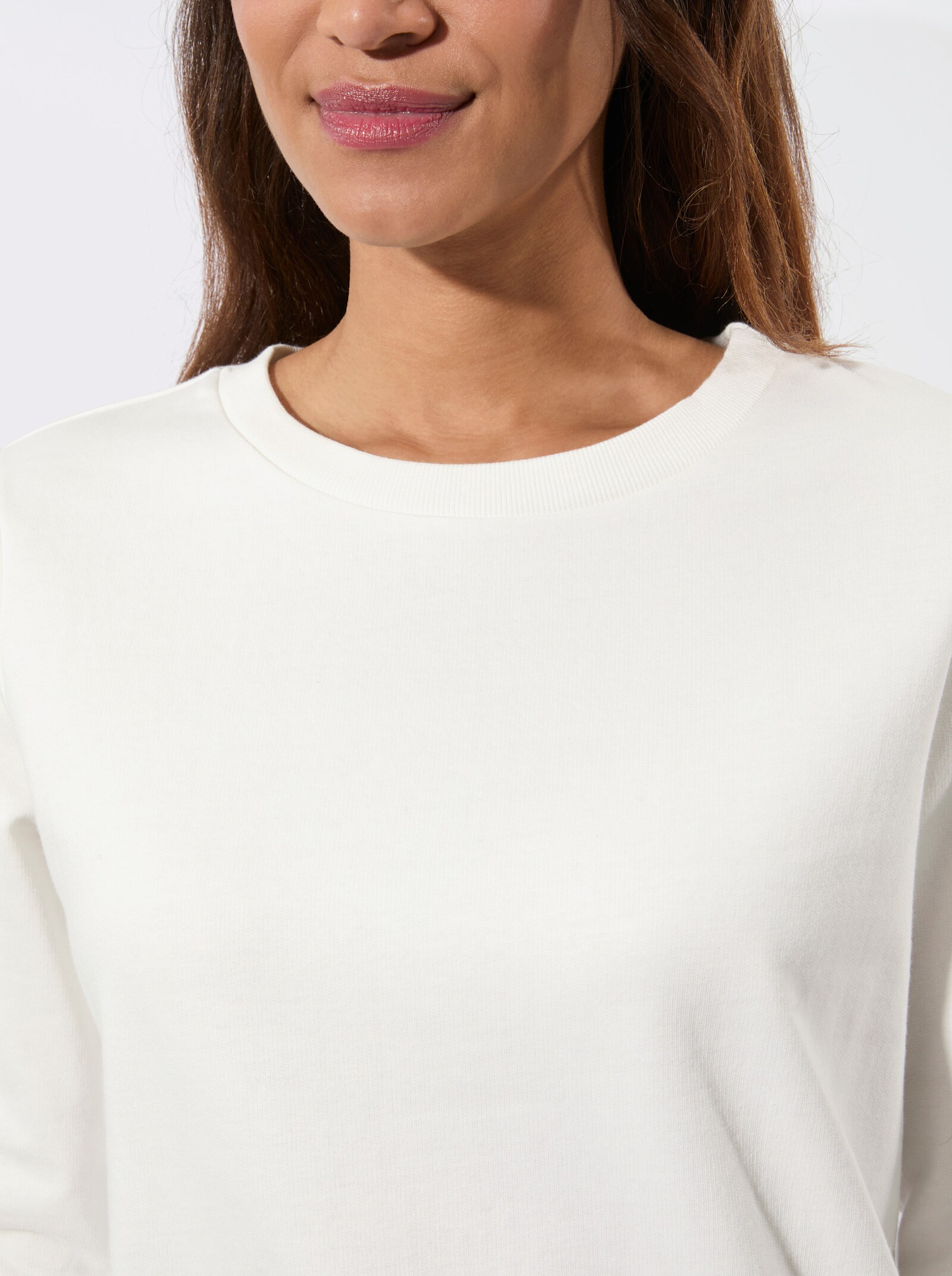 Sweatshirt mit Ripp-Abschlüssen - ecru