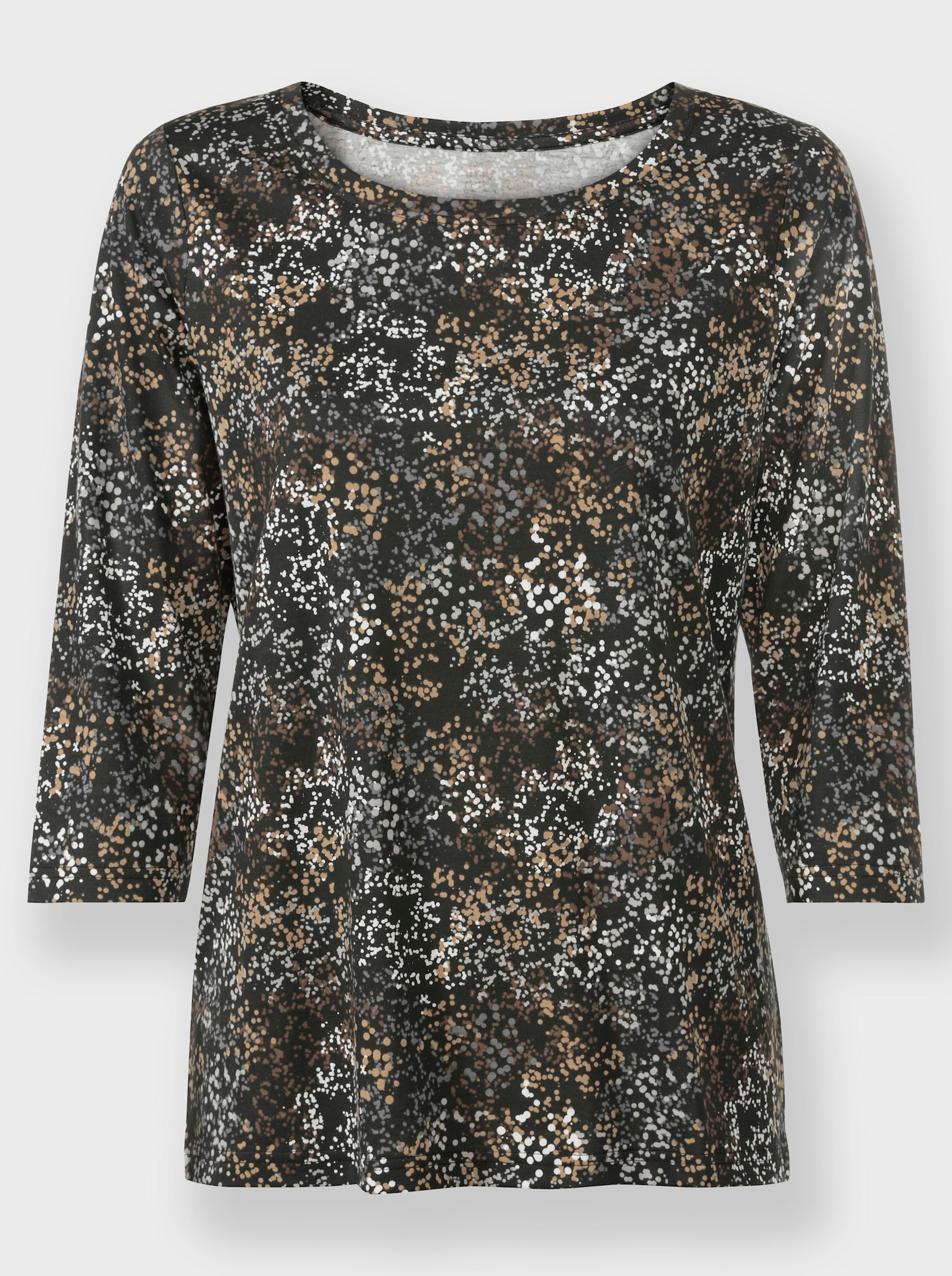 Print-Shirt mit Pünktchenmuster - schwarz-camel-bedruckt