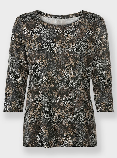 Shirt met print - zwart/camel bedrukt