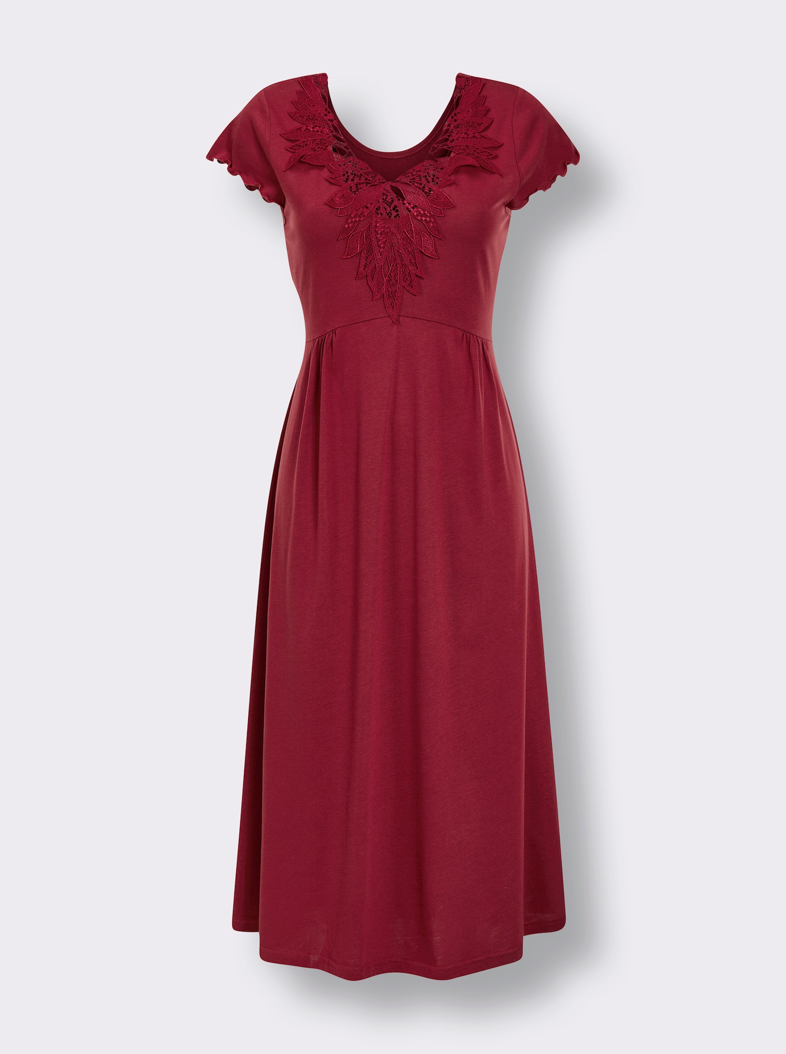 Ascafa Nachthemd mit Spitzenbesatz - dunkelrot