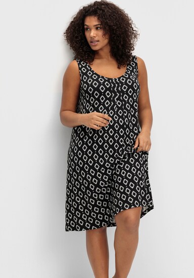 sheego Strandkleid mit Grafikprint - schwarz bedruckt