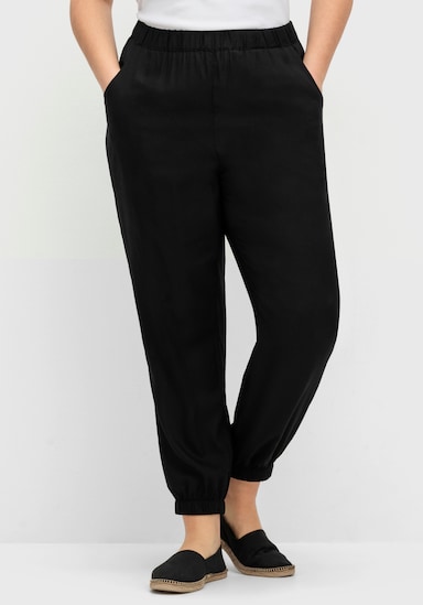 Haremshose mit Bündchen am Saum - schwarz