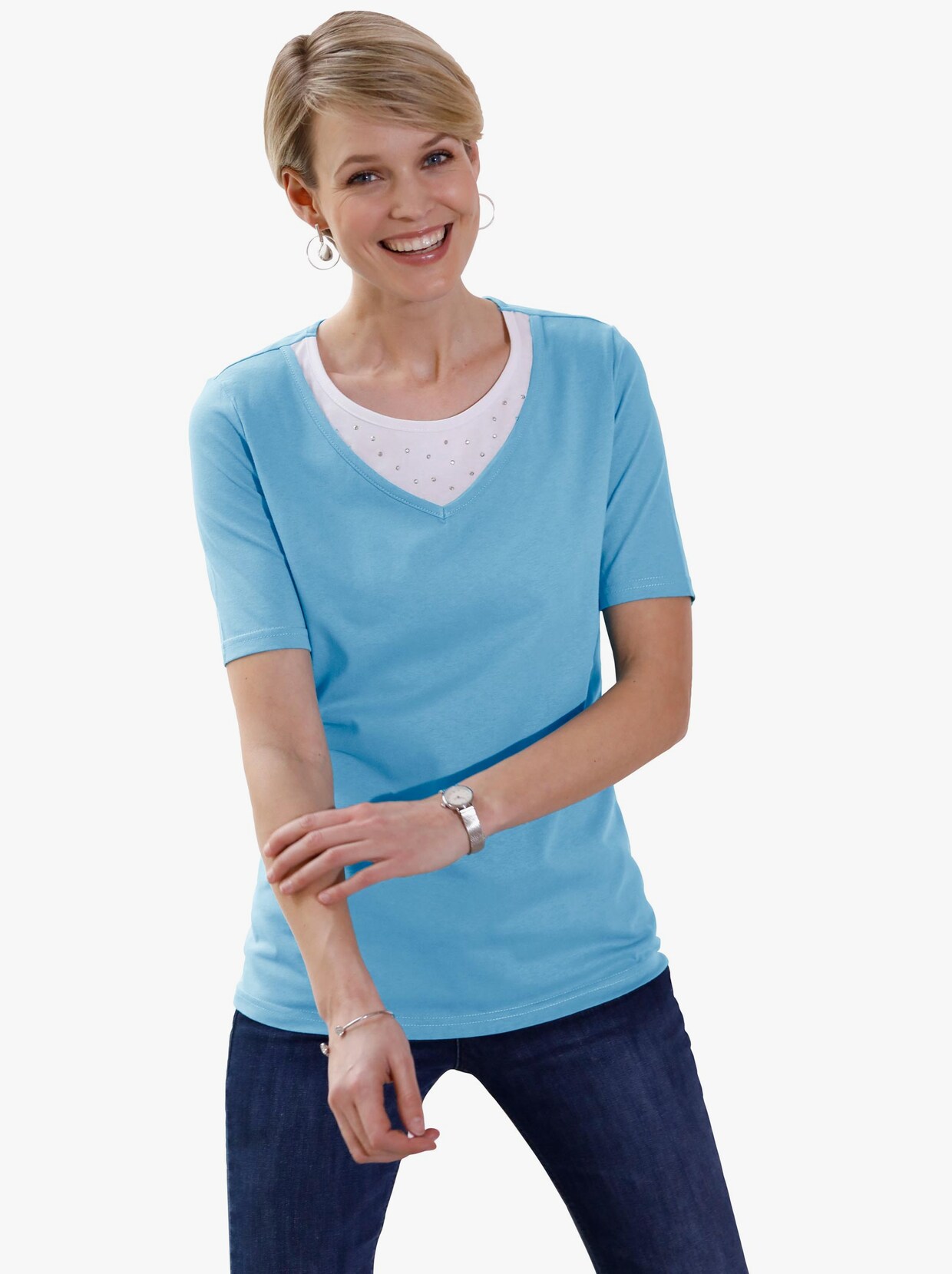 Kurzarmshirt - aqua