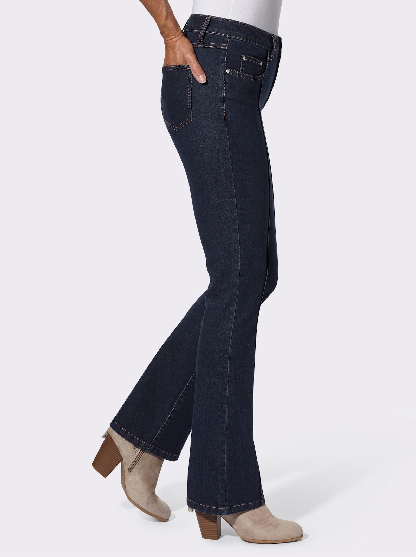 Bootcut-Jeans mit abgesteppter Biese - dark blue