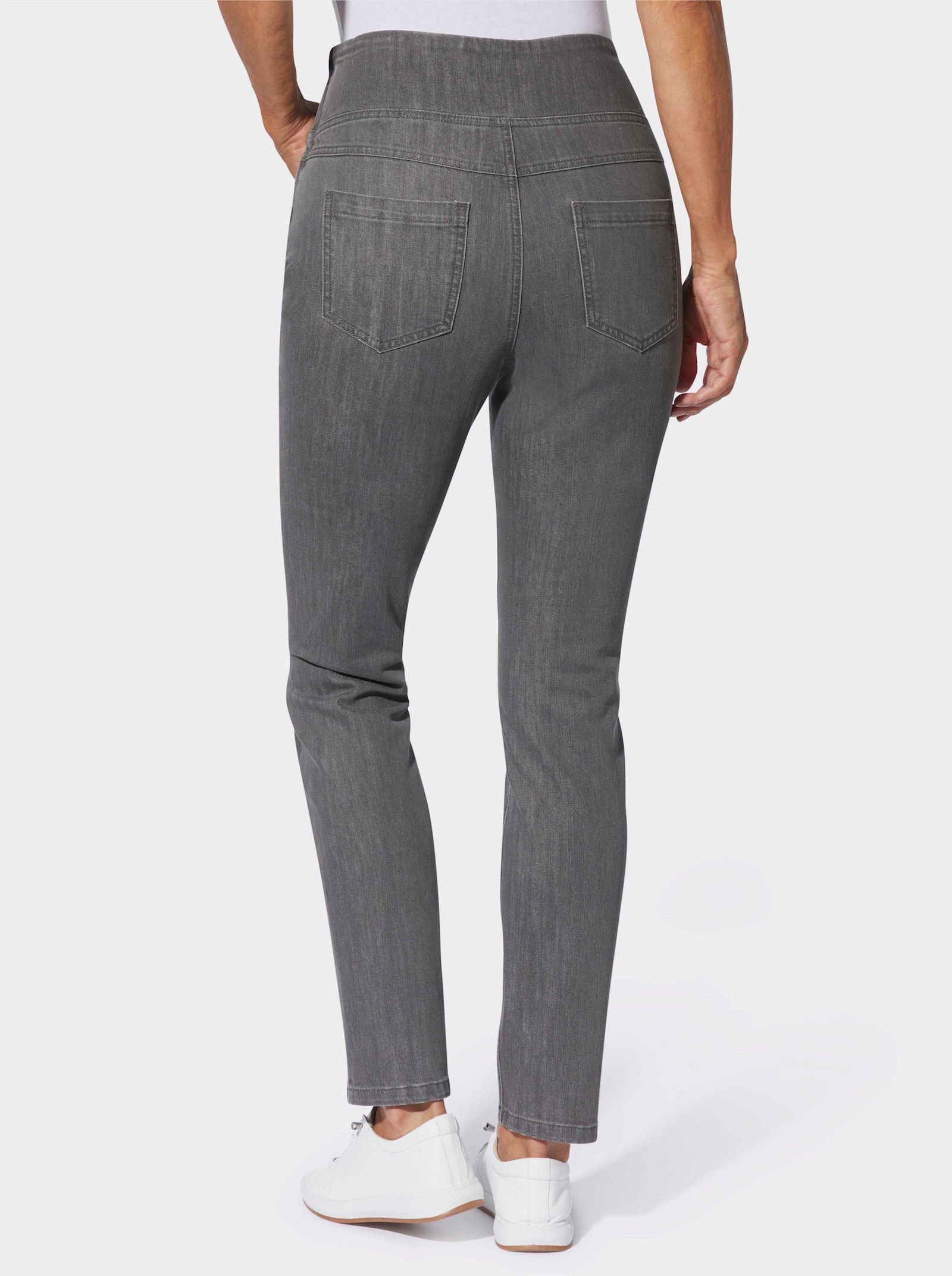 Jeans mit seitlichem Reißverschluss - grey-denim