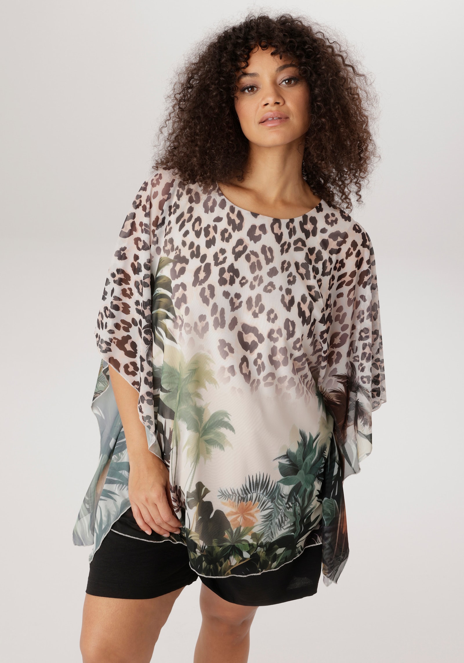 Aniston PLUS Blusenshirt - grün-braun-natur