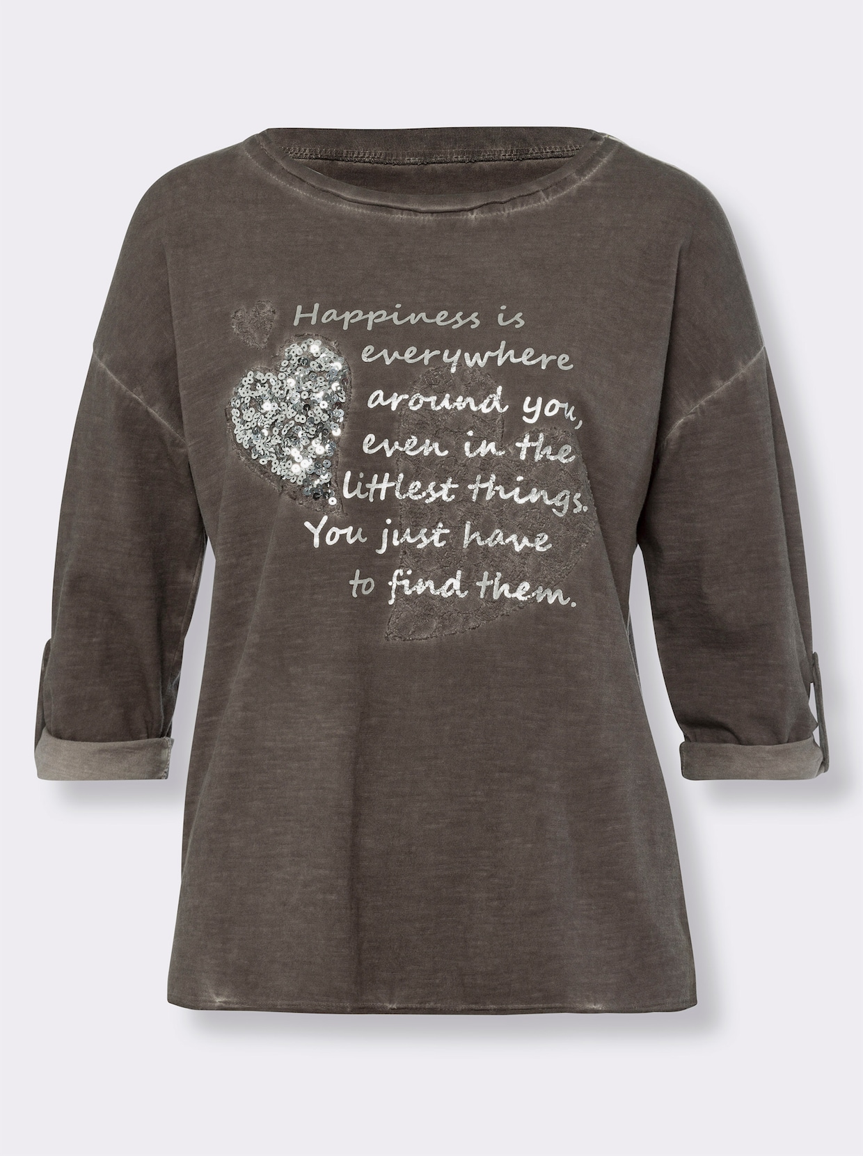 heine T-shirt à manches 3/4 - taupe foncé
