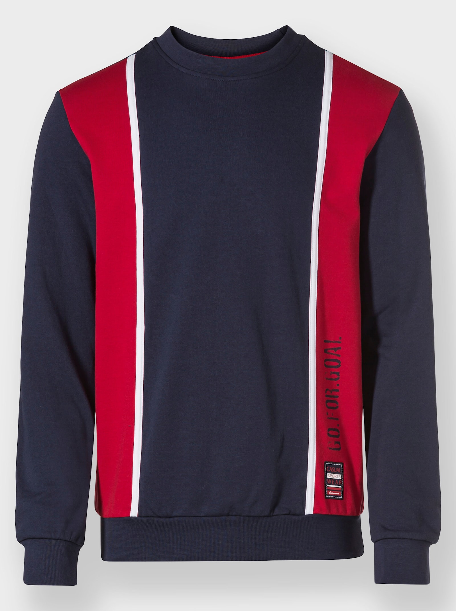 Catamaran Langarm-Shirt - marine-rot-gestreift