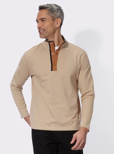 Sweatshirt mit Stehkragen - beige-cognac