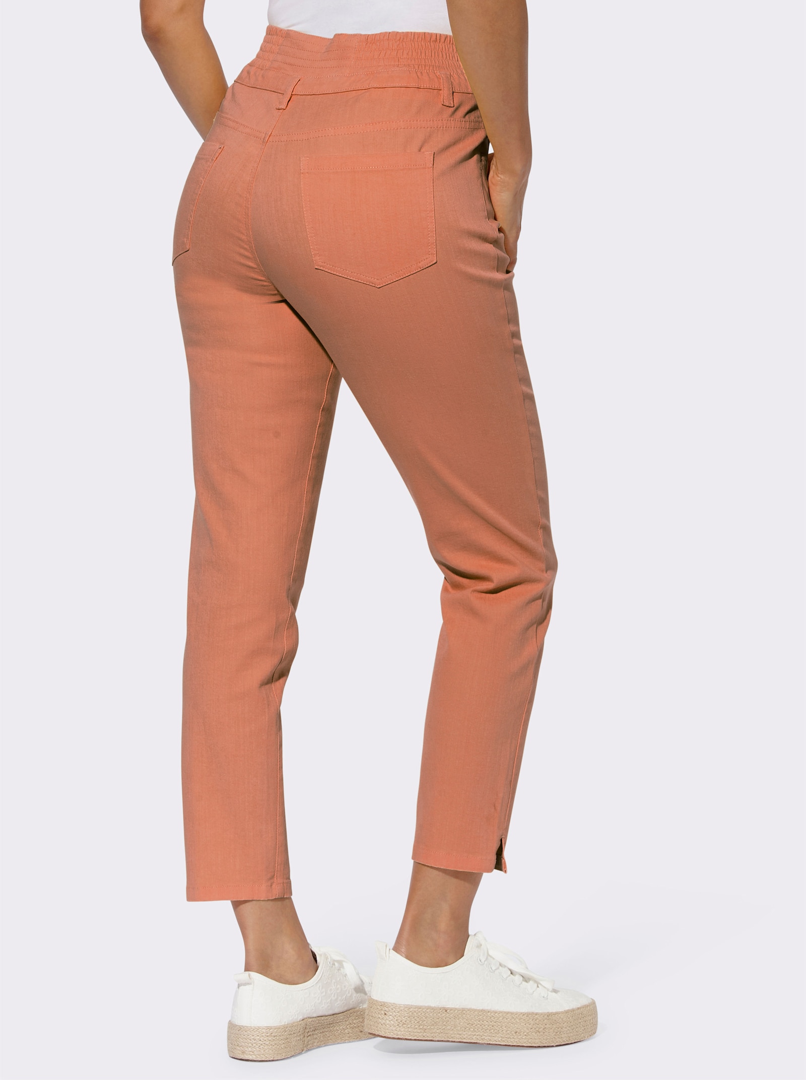 7/8-Hose mit Smok-Einsatz am Bund - papaya