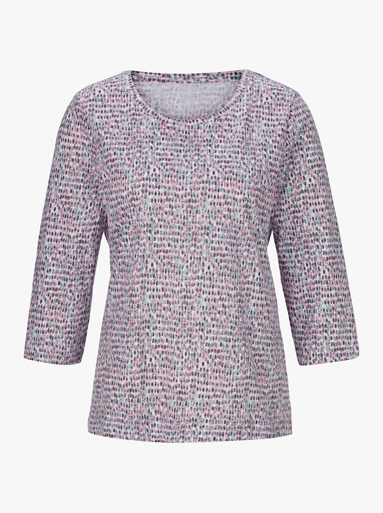 Shirt met 3/4-mouw - roze/grijs geprint