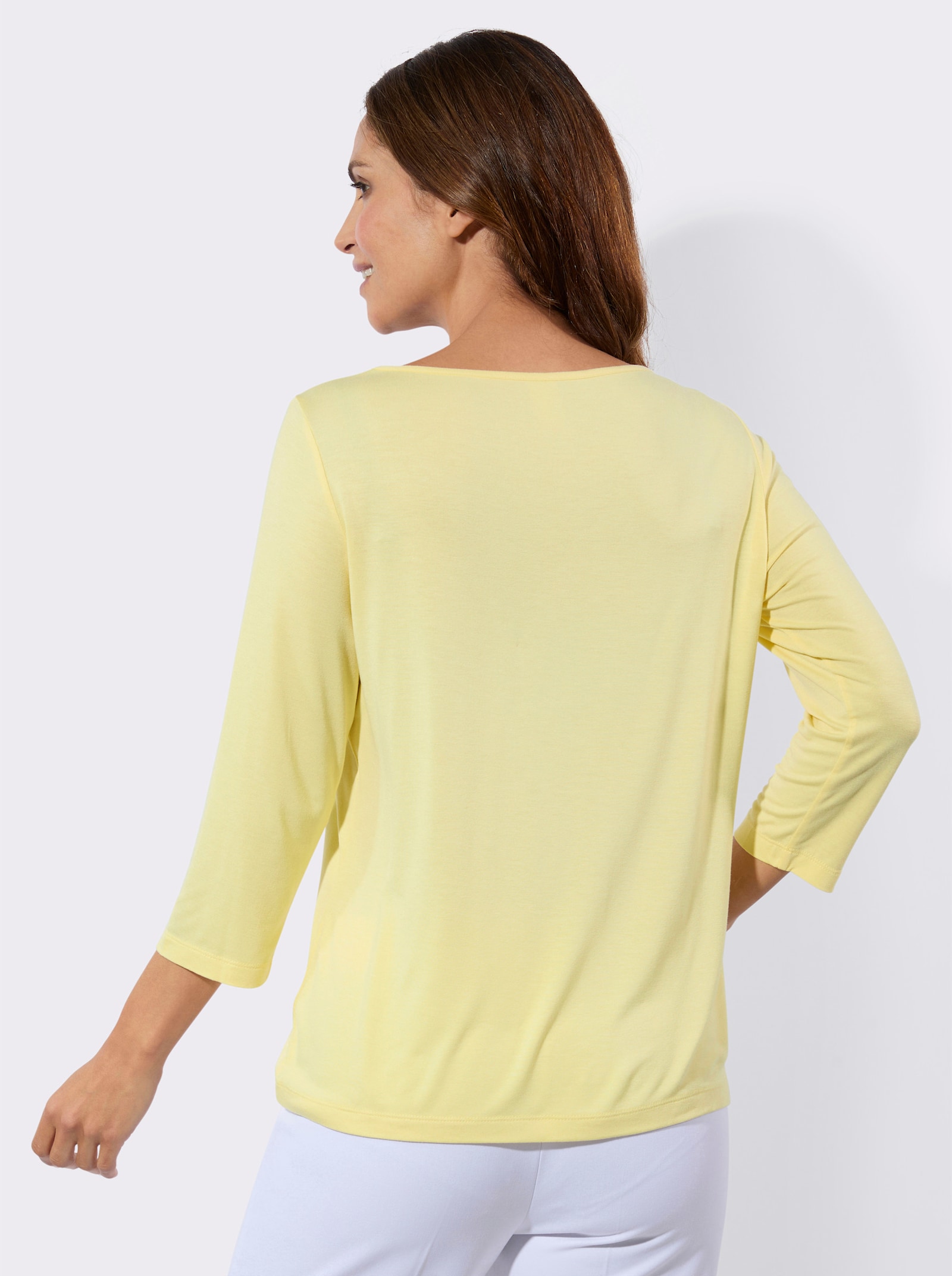 3/4-Arm-Shirt mit transparenten Einsätzen - zitrone