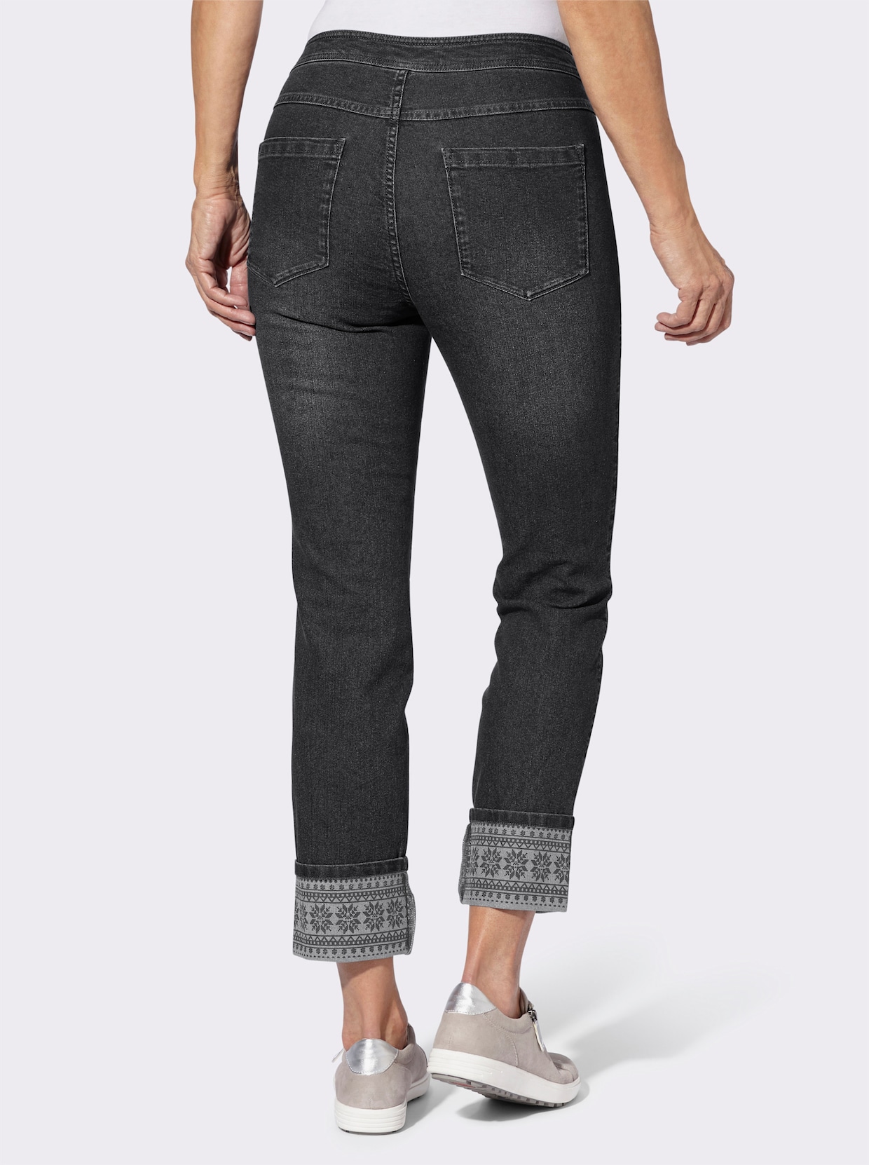 7/8 džíny - grafitová-denim